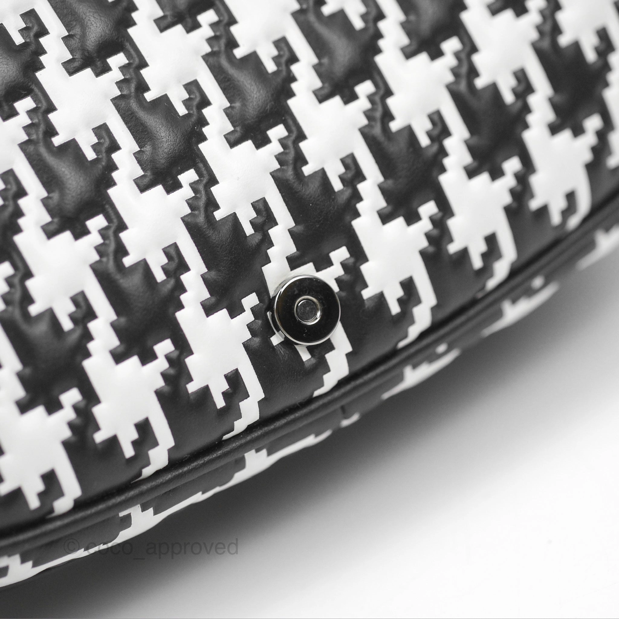Christian Dior Bobby East-West Bag Black And White Houndstooth Embossed Calfskin
