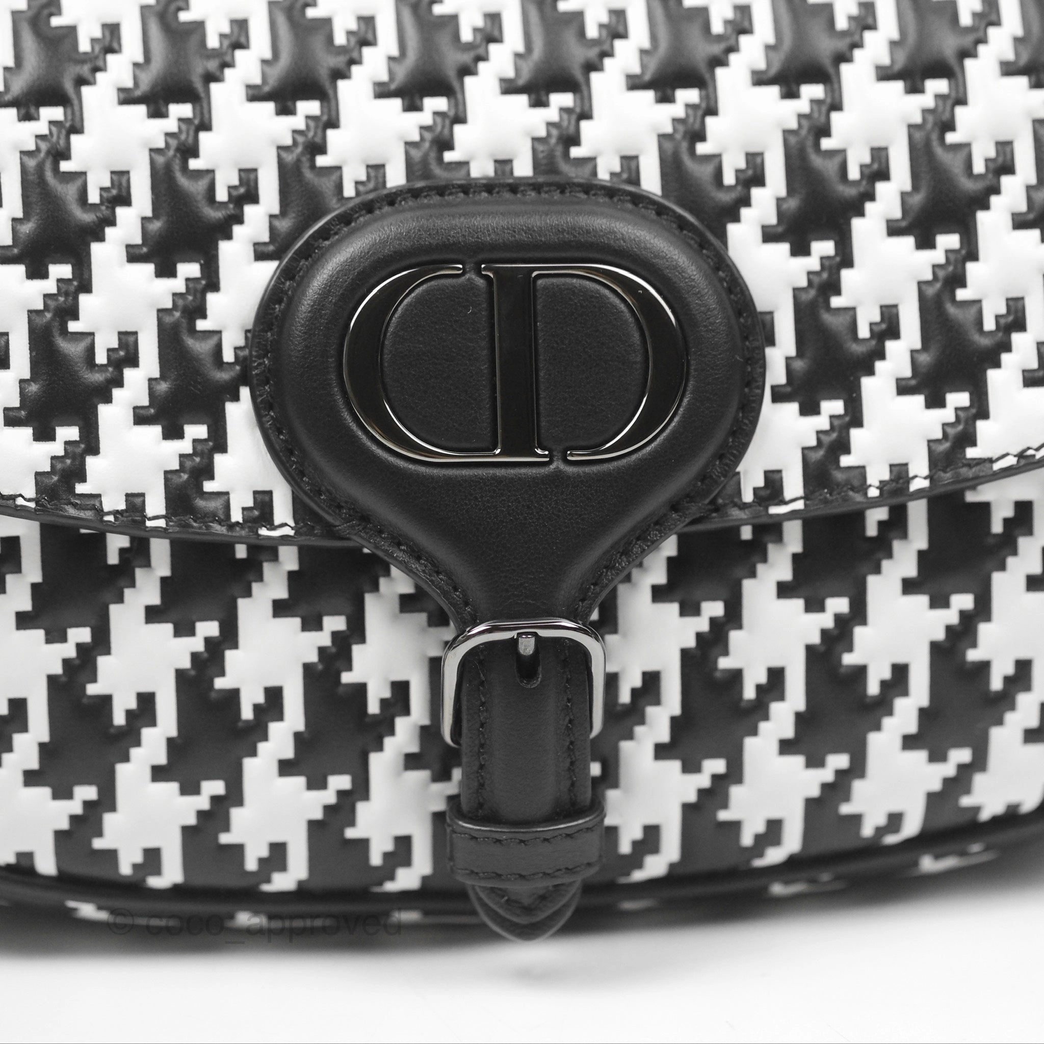 Christian Dior Bobby East-West Bag Black And White Houndstooth Embossed Calfskin