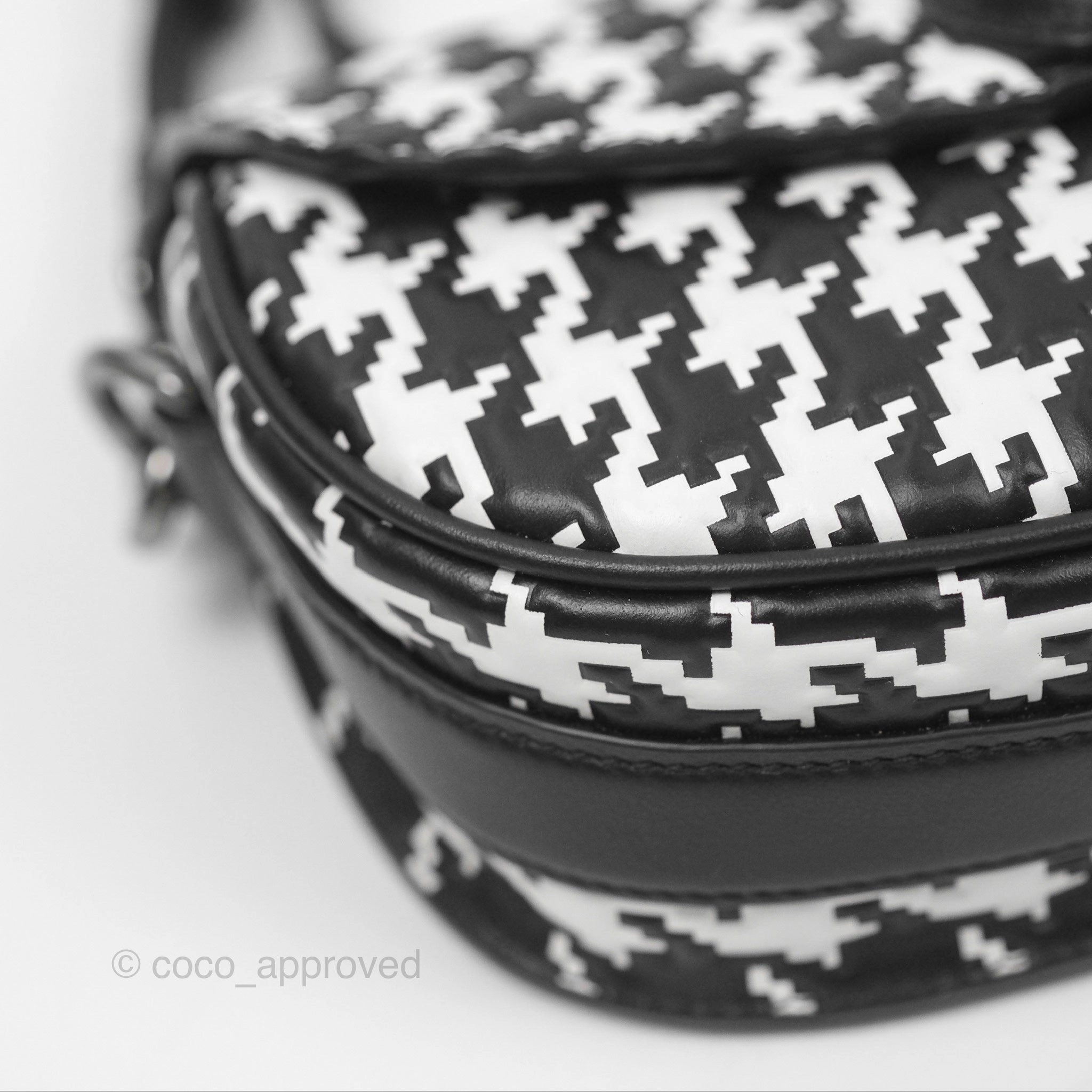 Christian Dior Bobby East-West Bag Black And White Houndstooth Embossed Calfskin