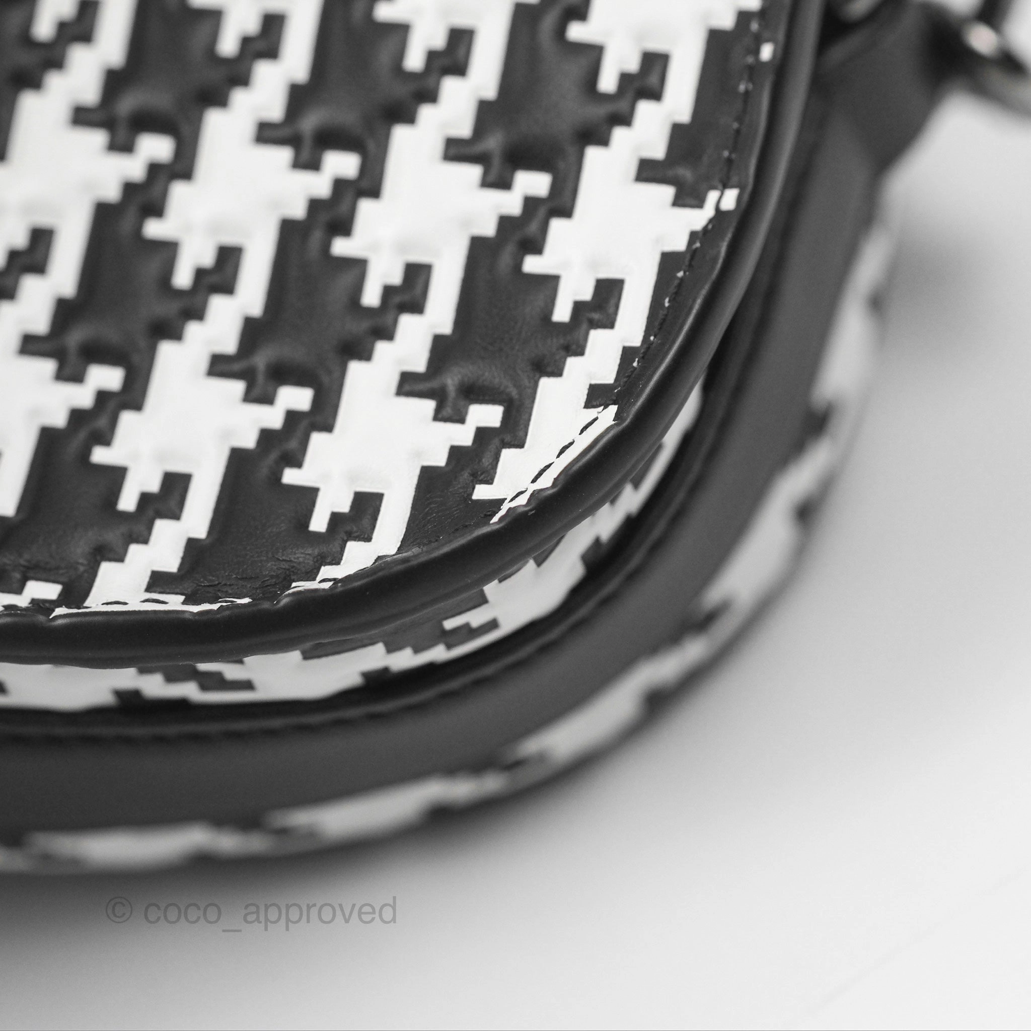 Christian Dior Bobby East-West Bag Black And White Houndstooth Embossed Calfskin