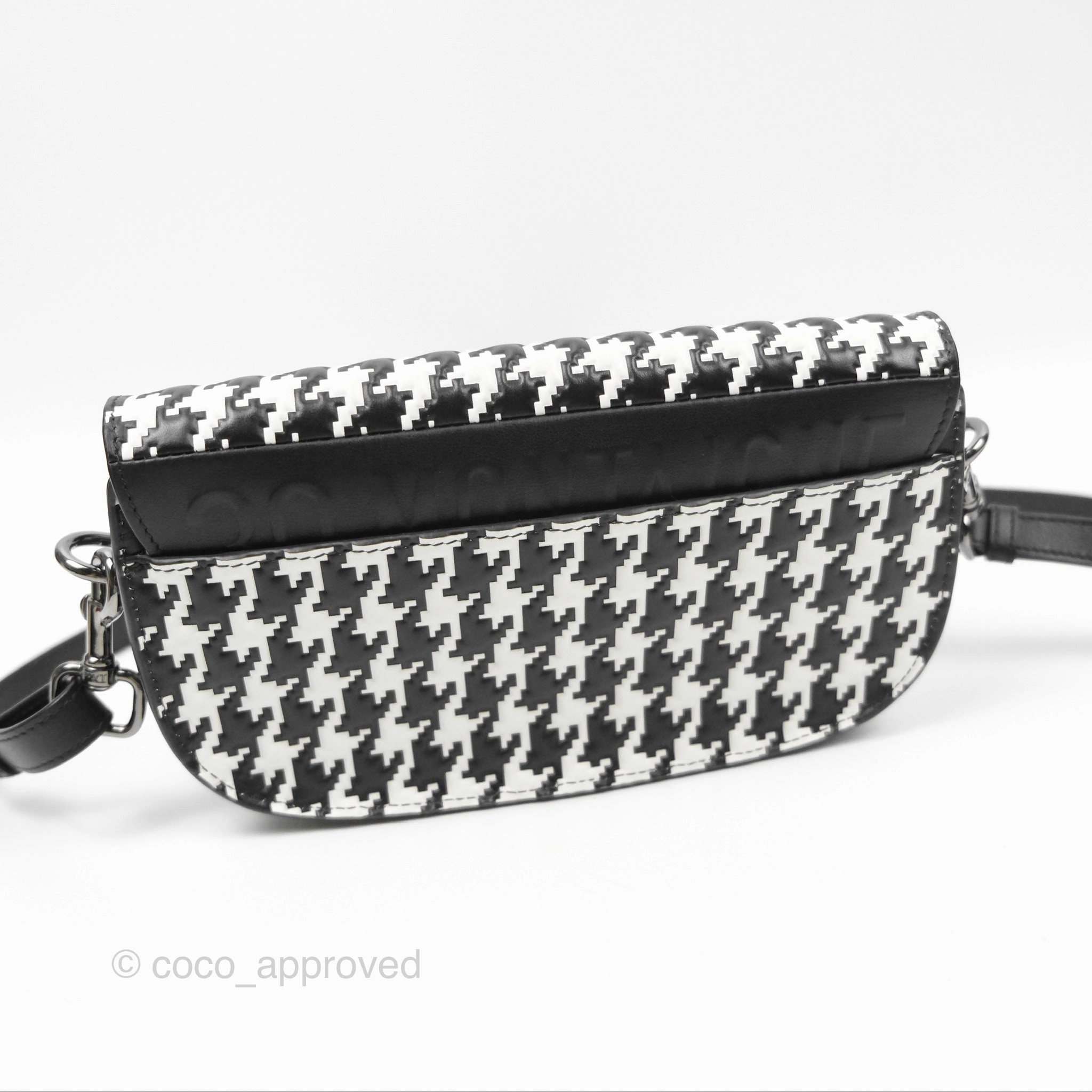 Christian Dior Bobby East-West Bag Black And White Houndstooth Embossed Calfskin