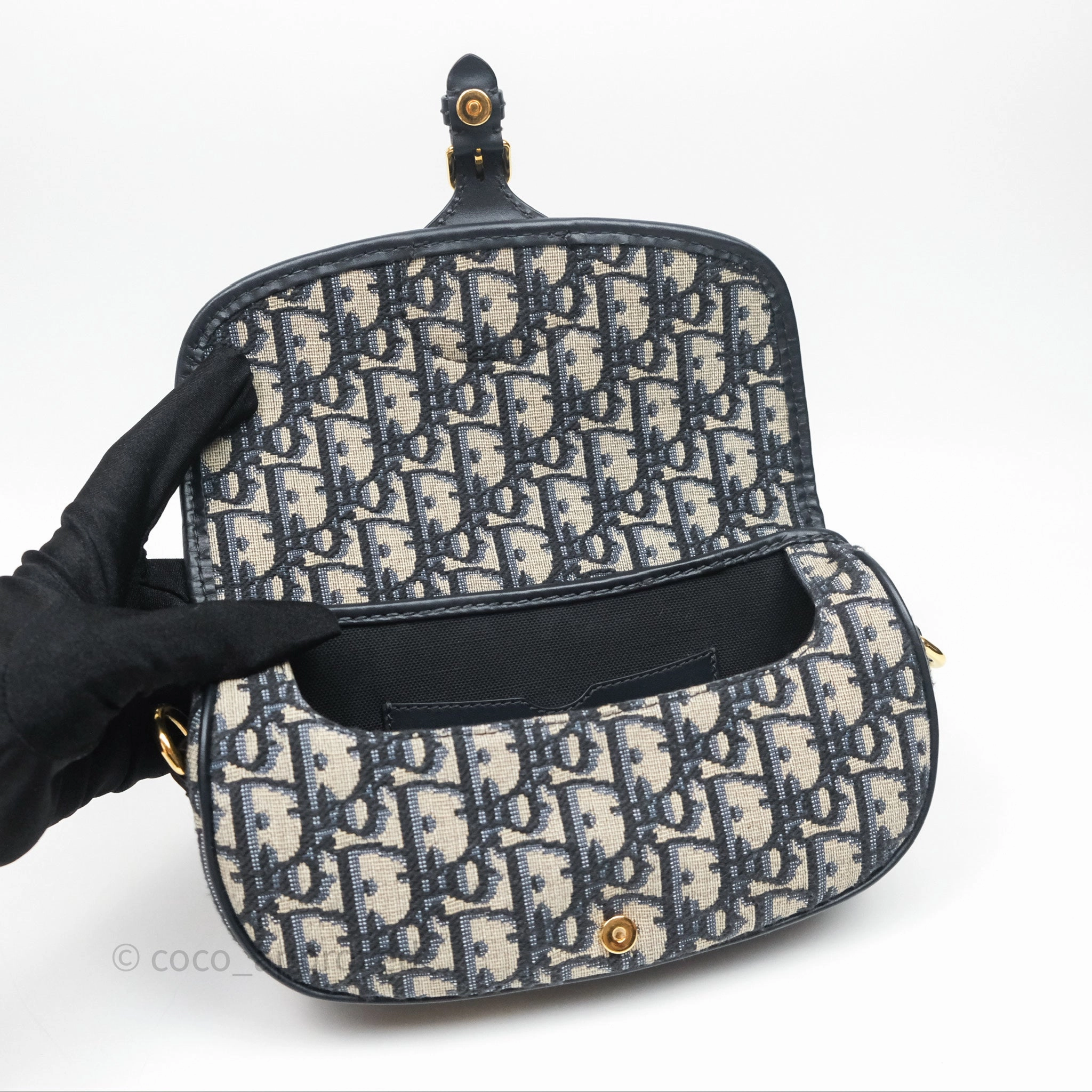Christian Dior Bobby East-West Bag Blue Oblique Jacquard Canvas