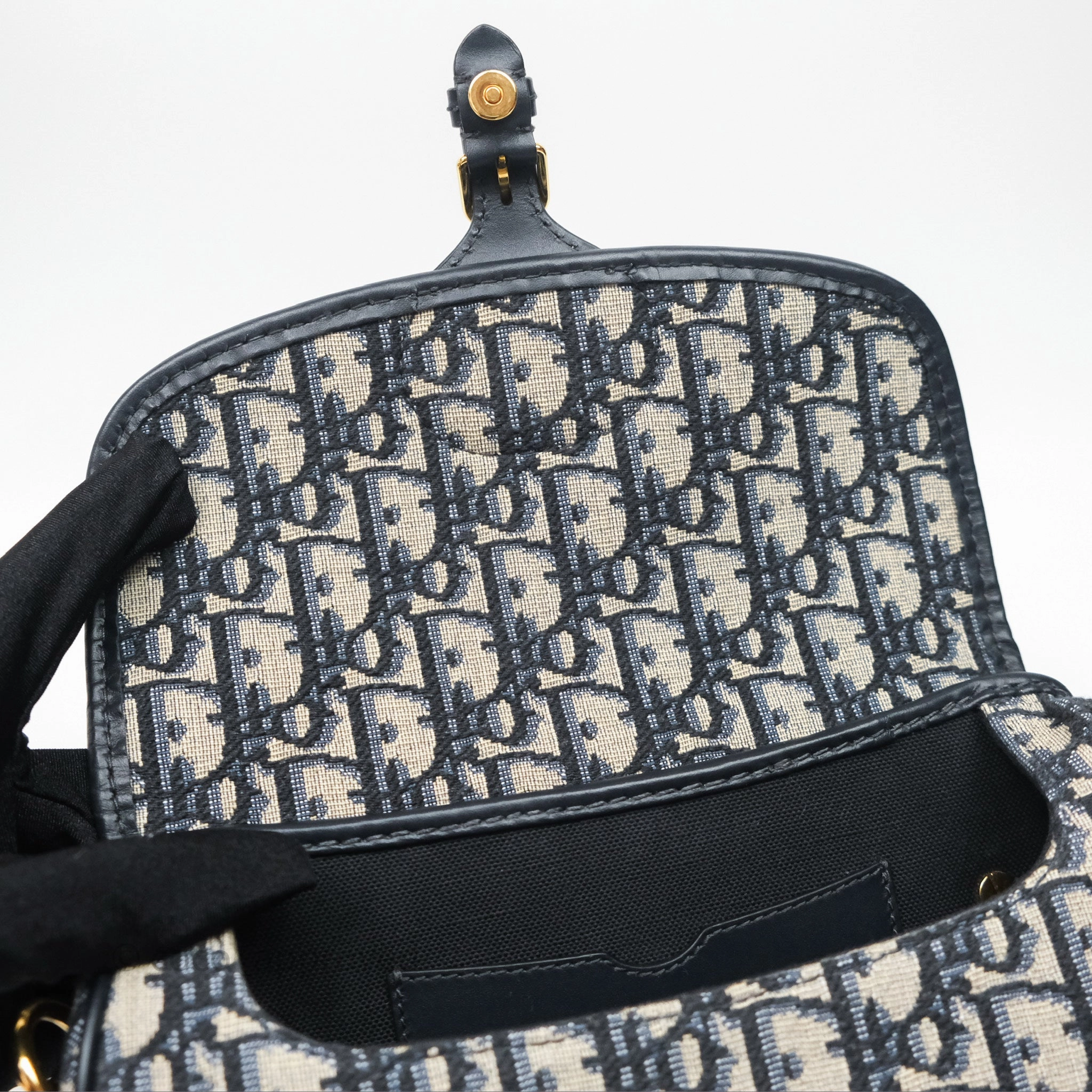 Christian Dior Bobby East-West Bag Blue Oblique Jacquard Canvas