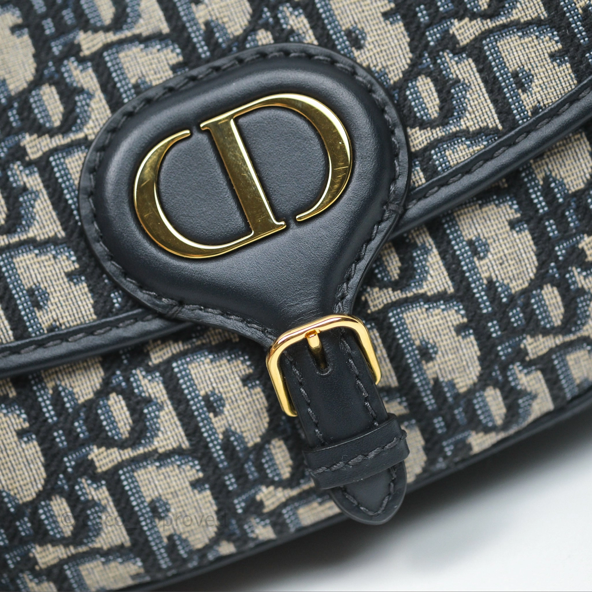 Christian Dior Bobby East-West Bag Blue Oblique Jacquard Canvas