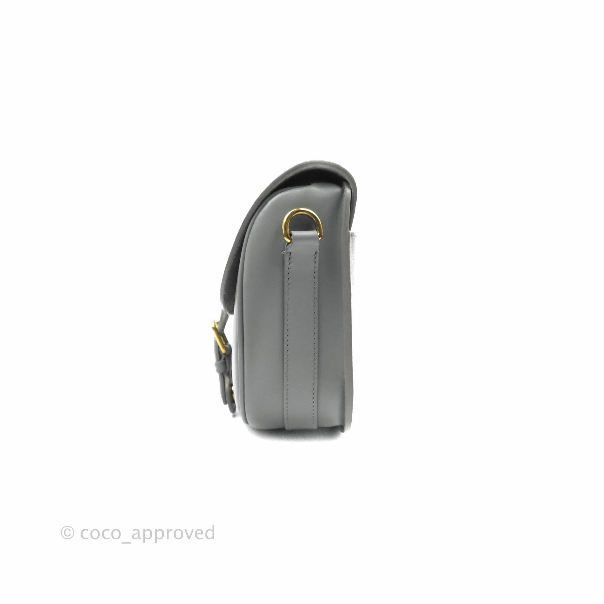 Christian Dior Box Calfskin Medium Bobby Flap Stone Grey