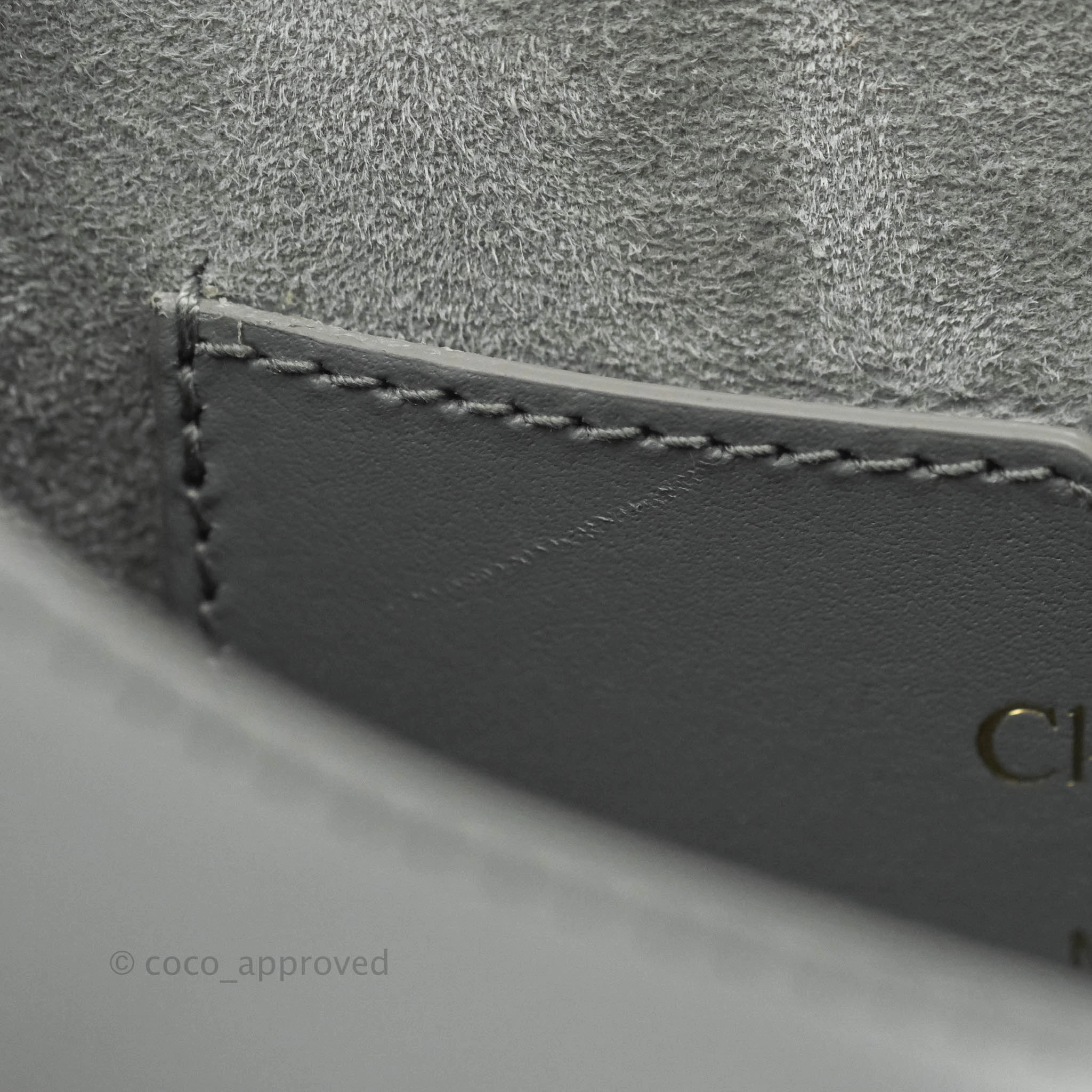 Christian Dior Box Calfskin Medium Bobby Flap Stone Grey