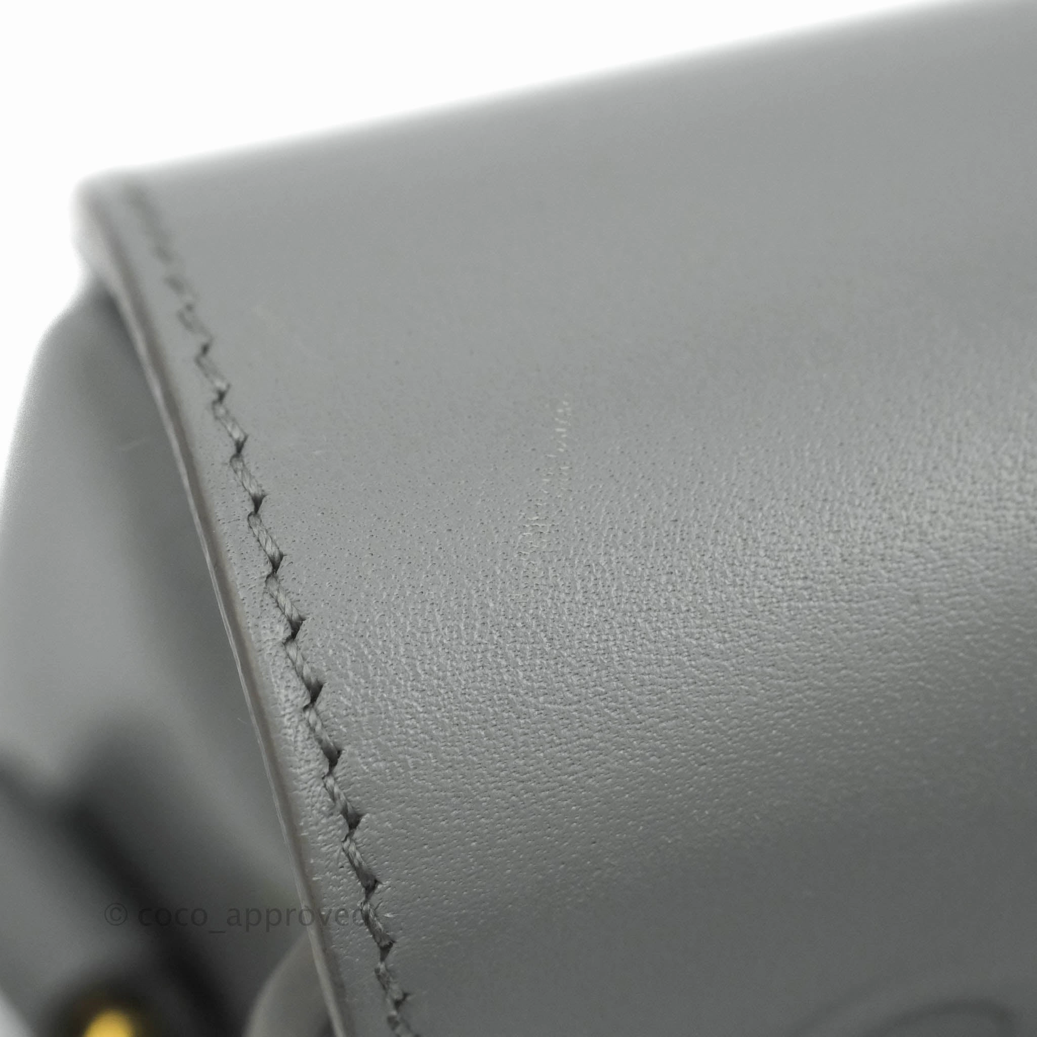 Christian Dior Box Calfskin Medium Bobby Flap Stone Grey