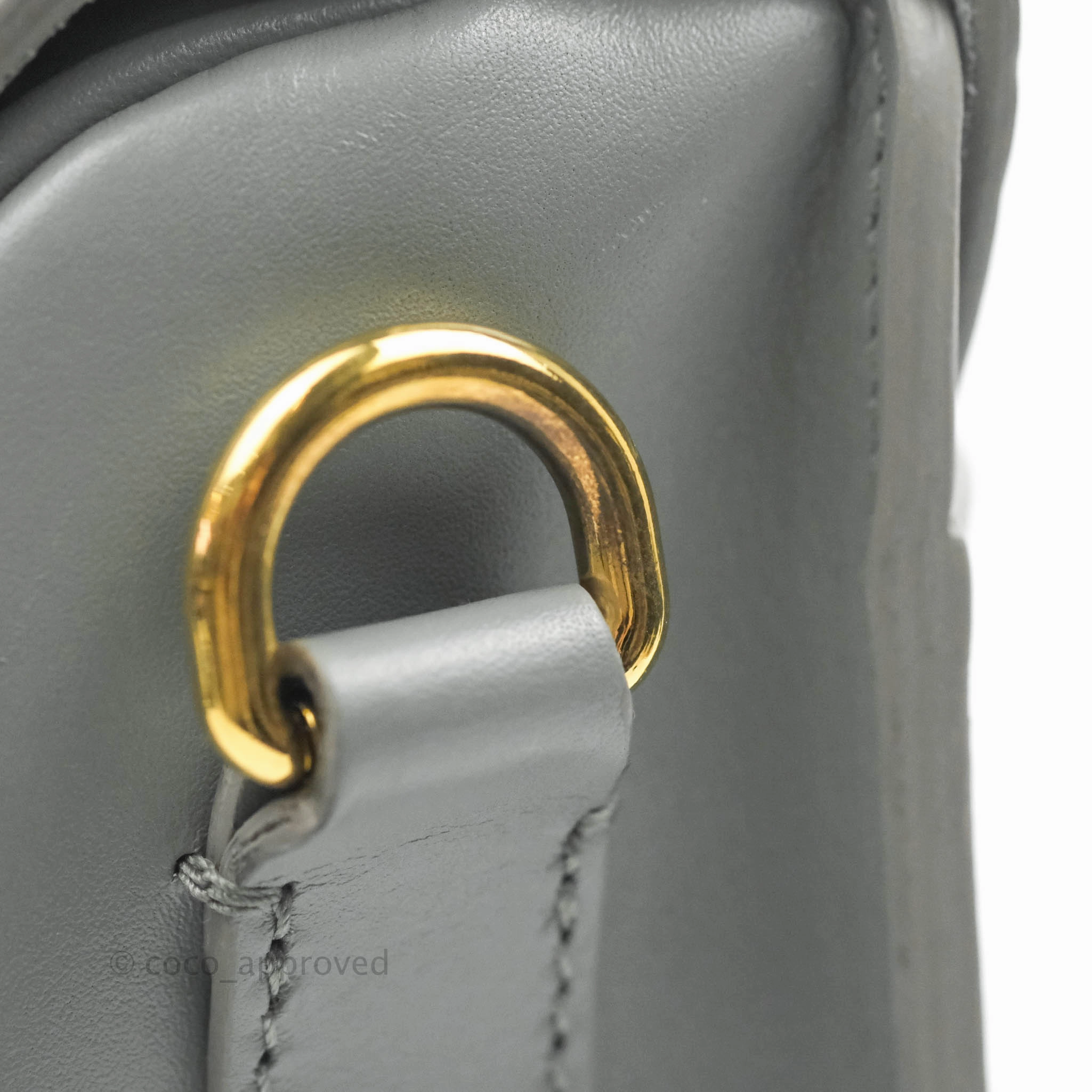 Christian Dior Box Calfskin Medium Bobby Flap Stone Grey