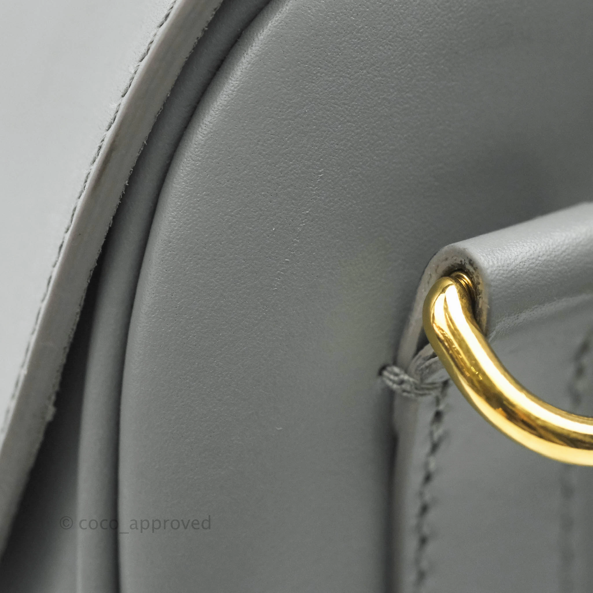 Christian Dior Box Calfskin Medium Bobby Flap Stone Grey