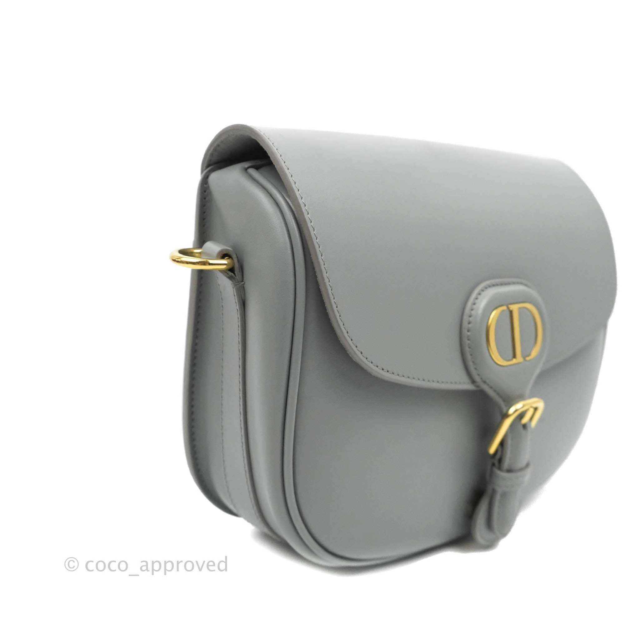 Christian Dior Box Calfskin Medium Bobby Flap Stone Grey