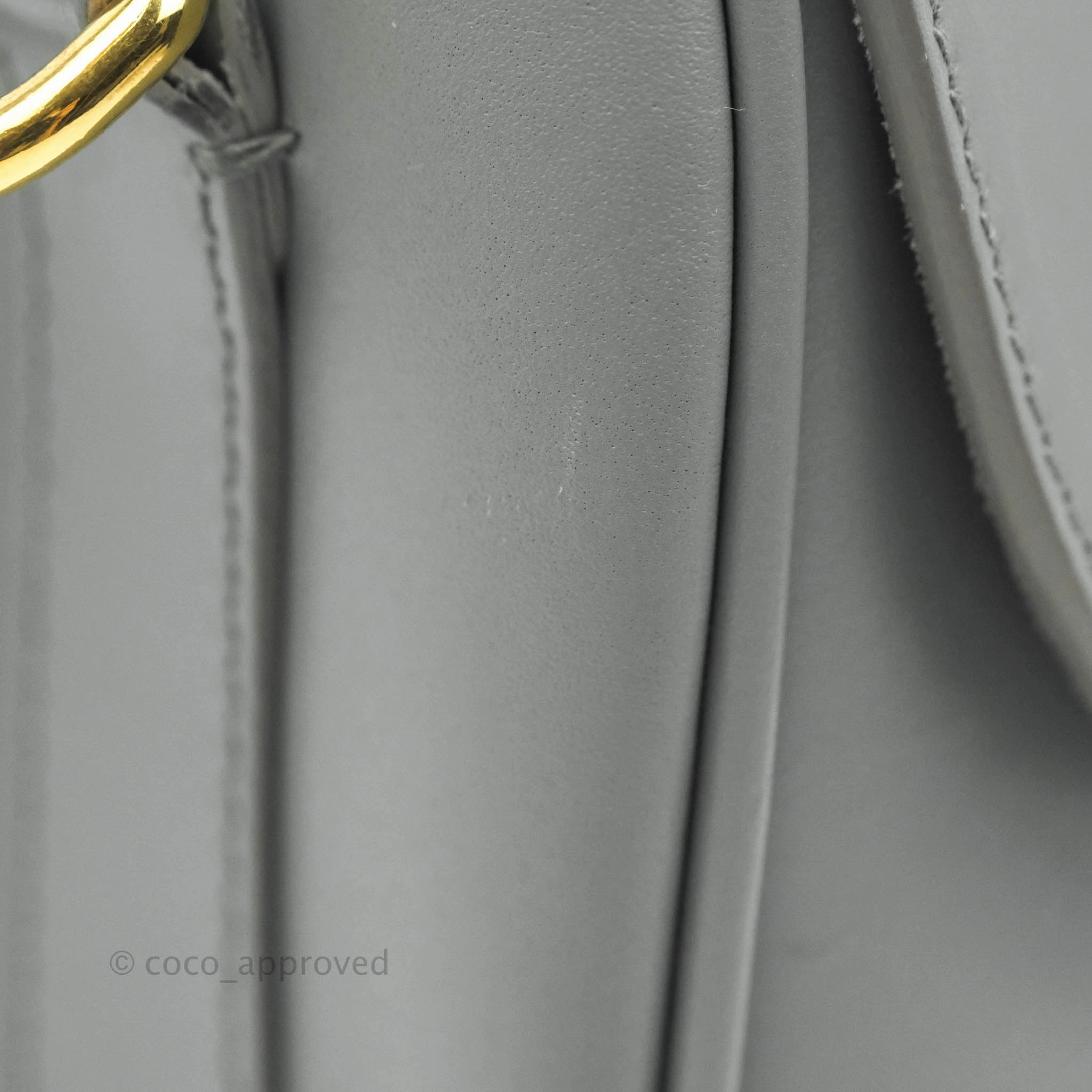Christian Dior Box Calfskin Medium Bobby Flap Stone Grey