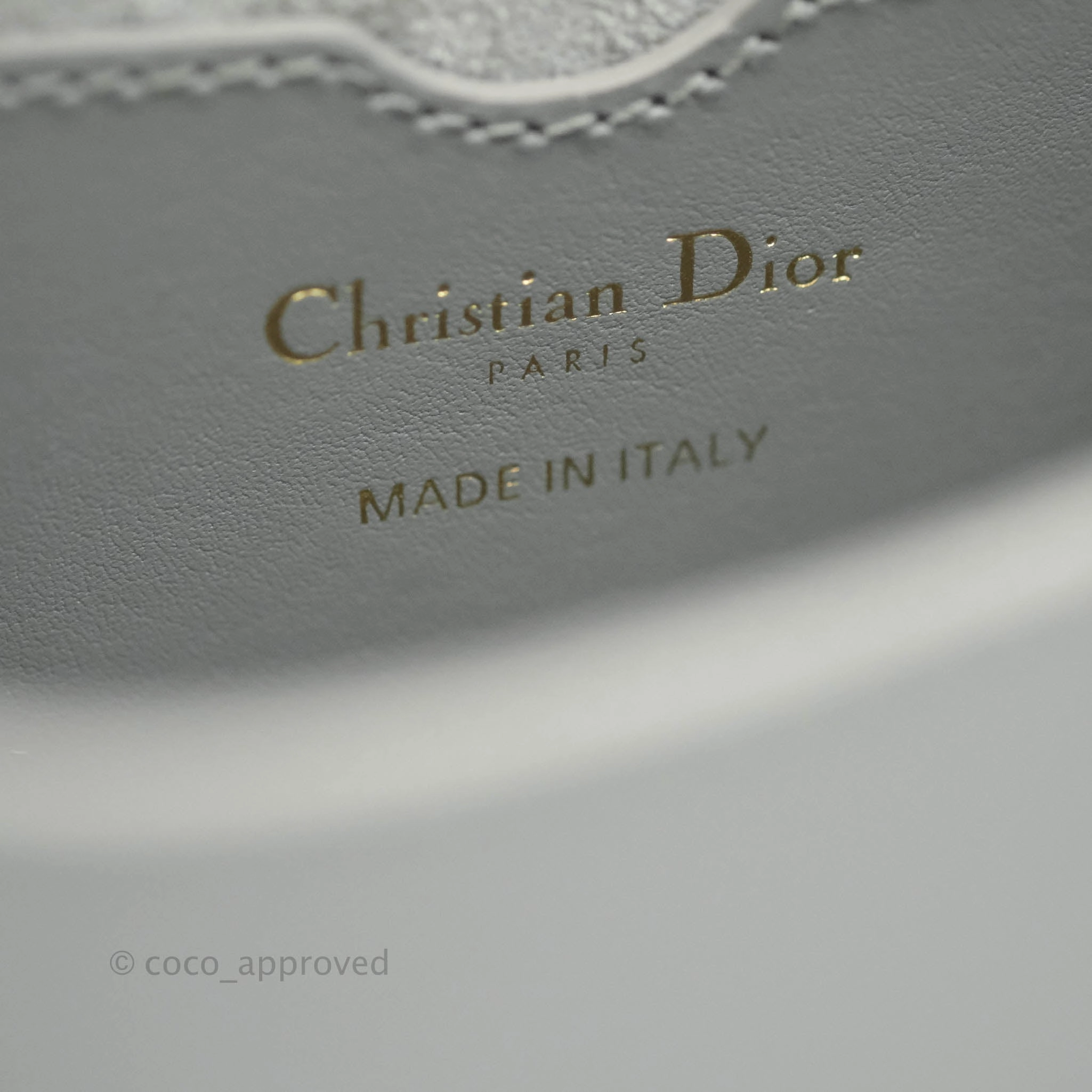 Christian Dior Box Calfskin Medium Bobby Flap Stone Grey