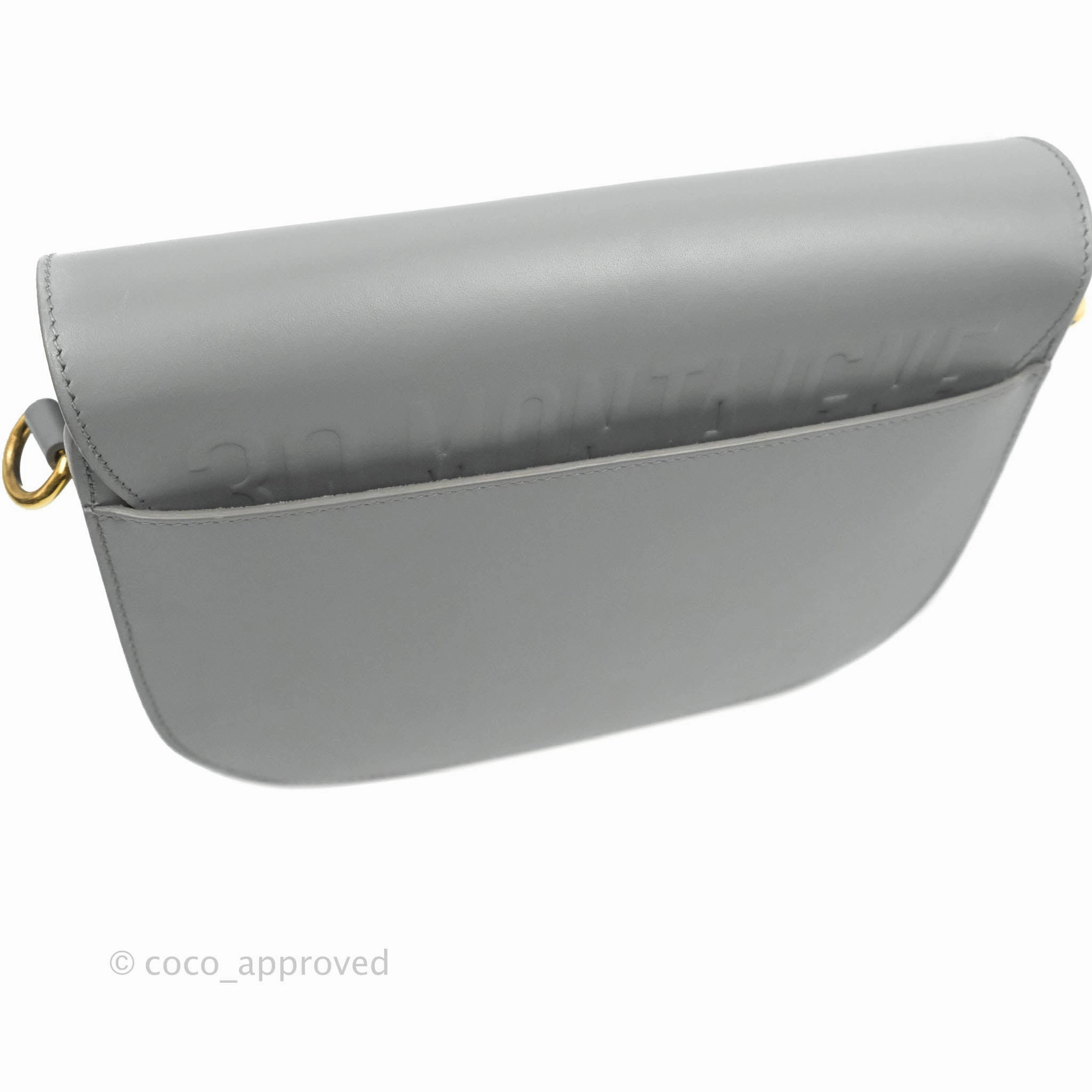Christian Dior Box Calfskin Medium Bobby Flap Stone Grey