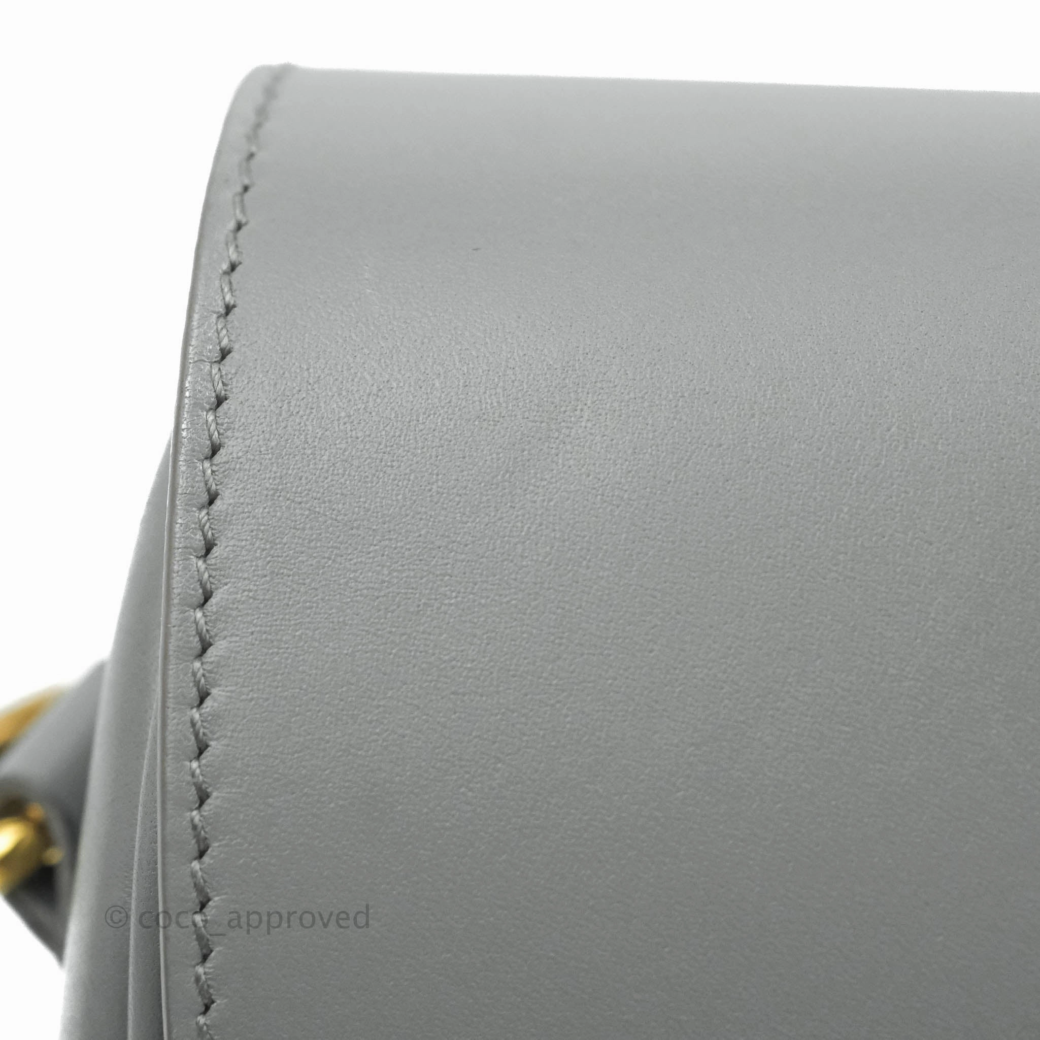 Christian Dior Box Calfskin Medium Bobby Flap Stone Grey