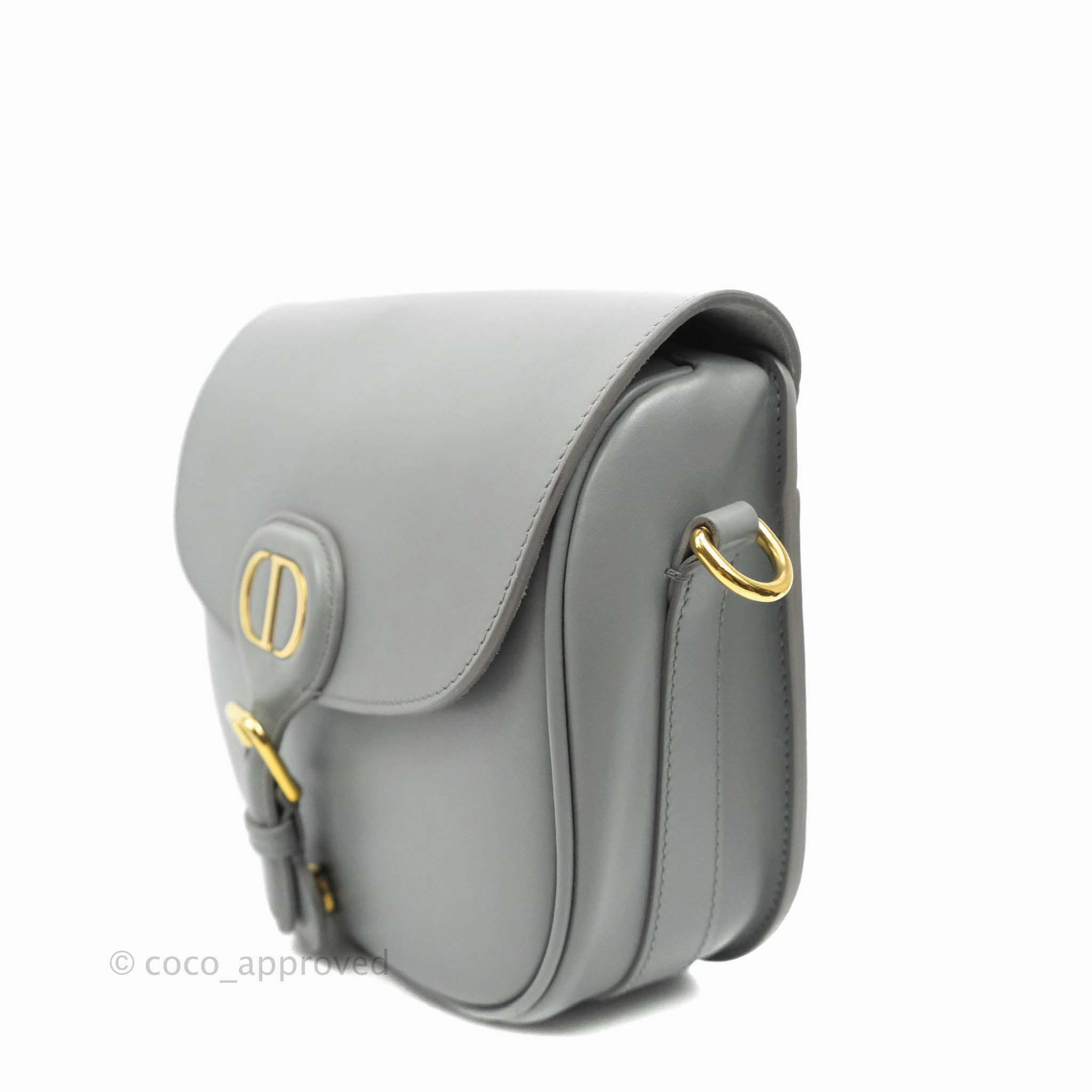 Christian Dior Box Calfskin Medium Bobby Flap Stone Grey
