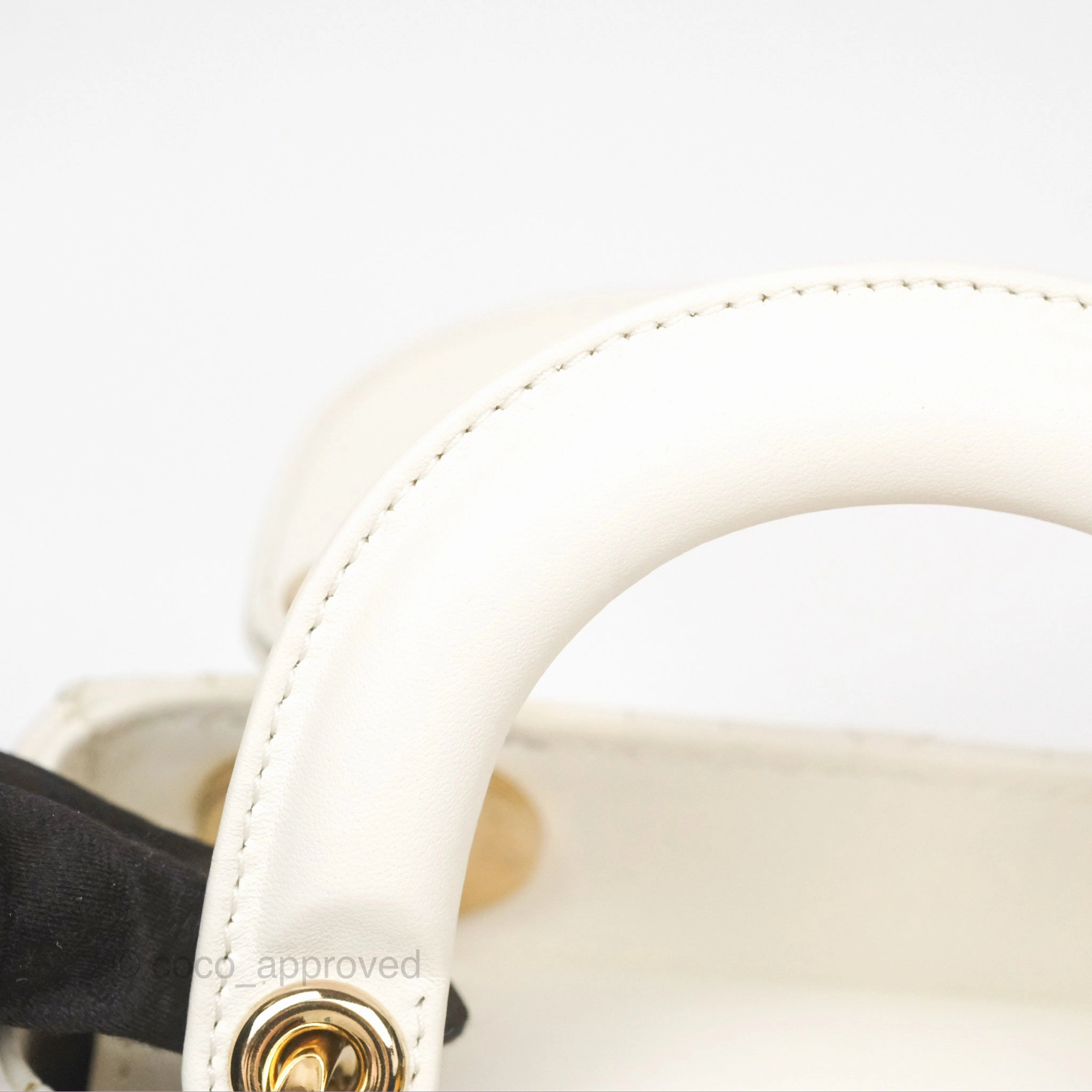 Christian Dior Cannage Mini Lady Dior White Gold Hardware
