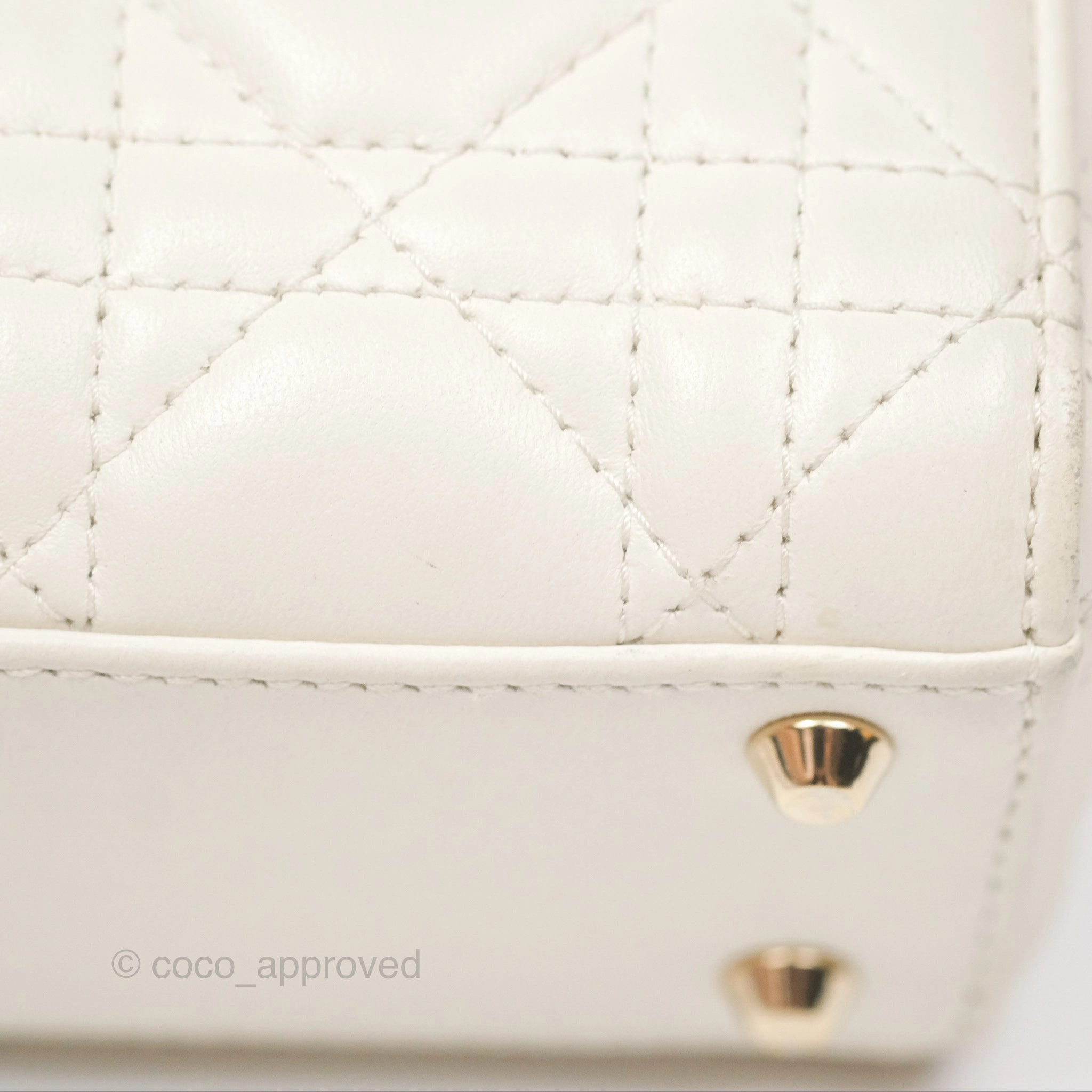 Christian Dior Cannage Mini Lady Dior White Gold Hardware