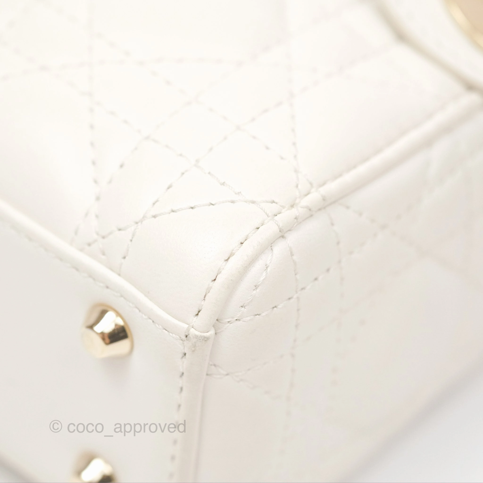 Christian Dior Cannage Mini Lady Dior White Gold Hardware