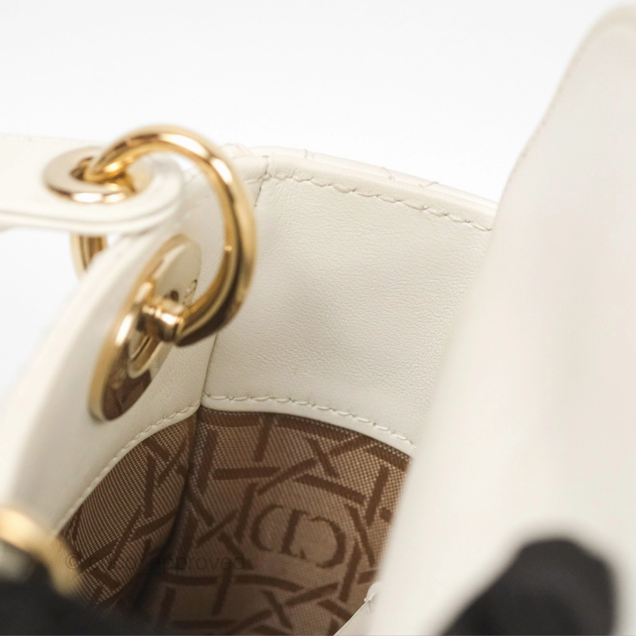 Christian Dior Cannage Mini Lady Dior White Gold Hardware