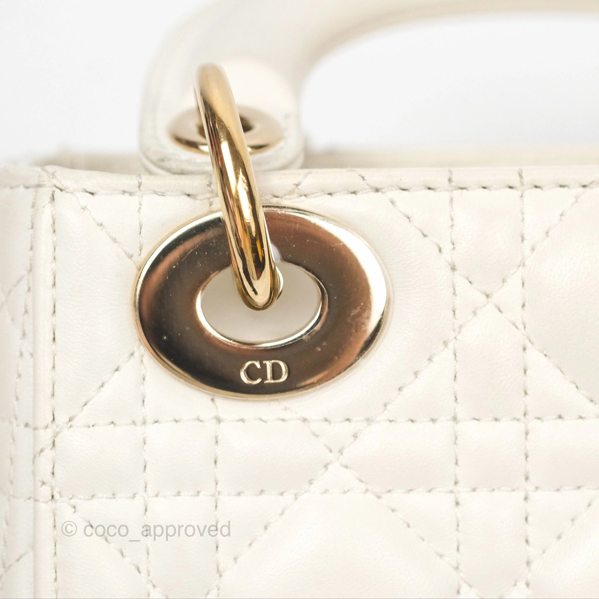 Christian Dior Cannage Mini Lady Dior White Gold Hardware