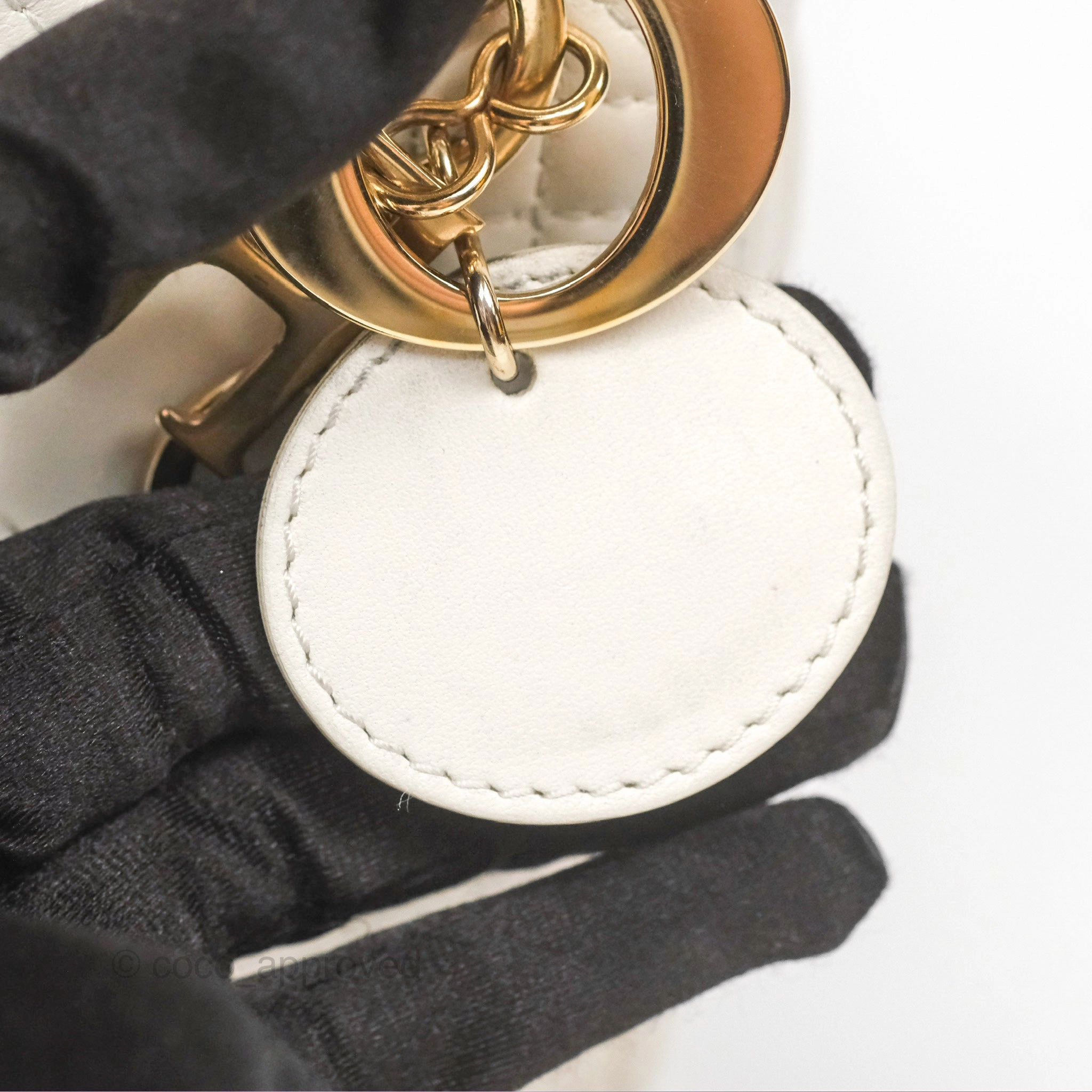 Christian Dior Cannage Mini Lady Dior White Gold Hardware