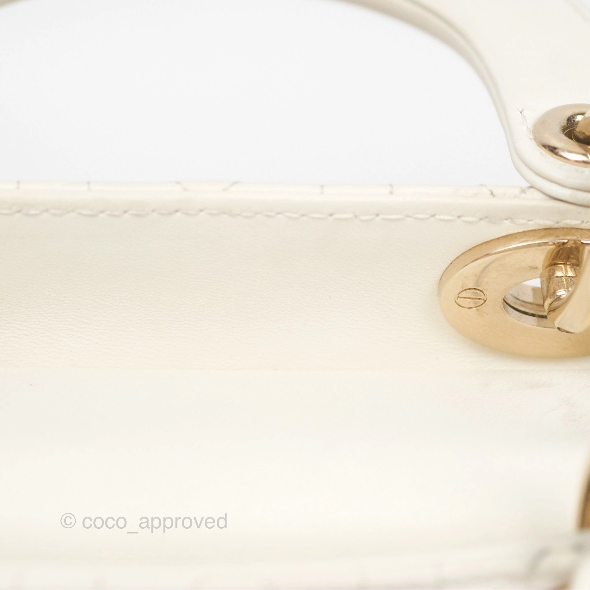 Christian Dior Cannage Mini Lady Dior White Gold Hardware