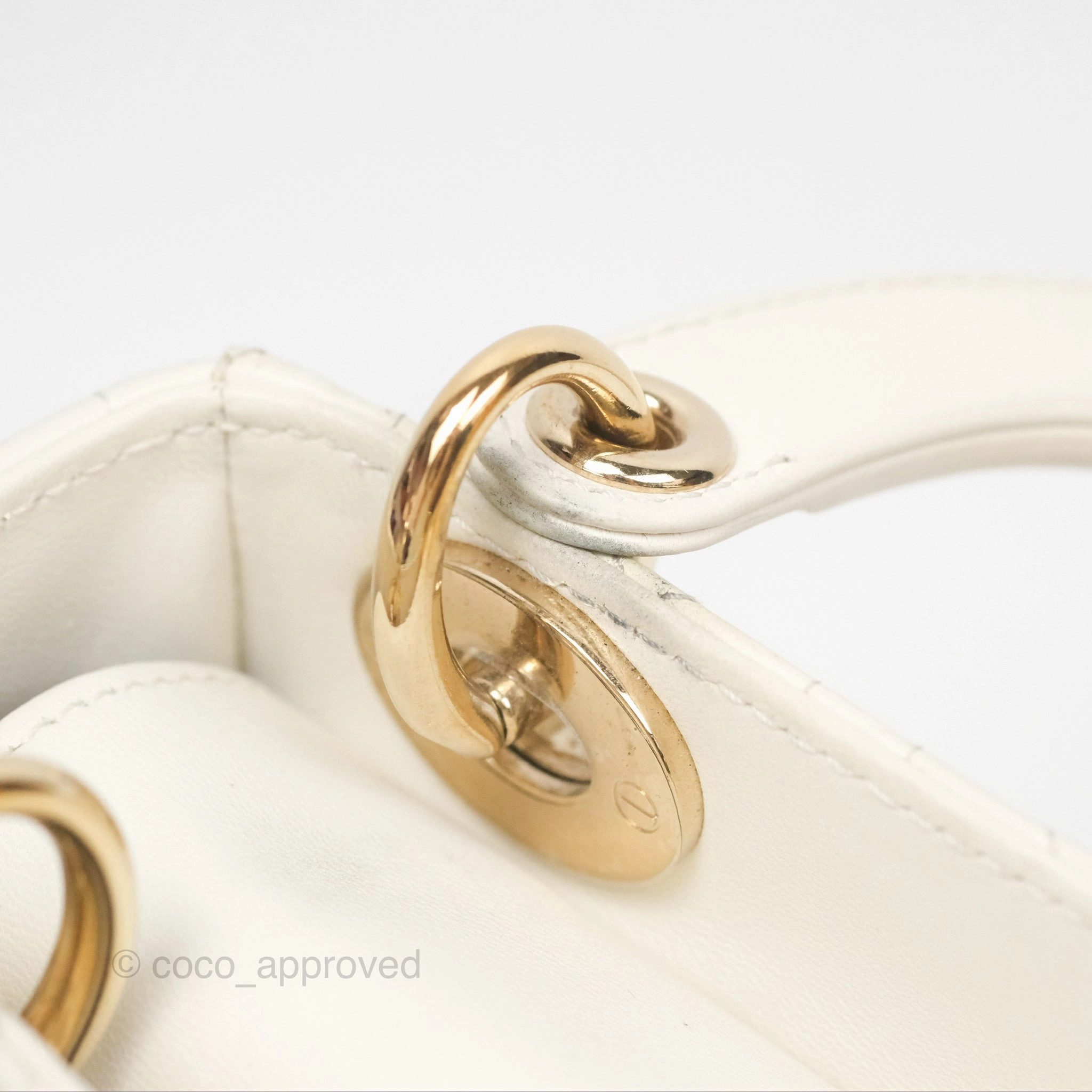 Christian Dior Cannage Mini Lady Dior White Gold Hardware