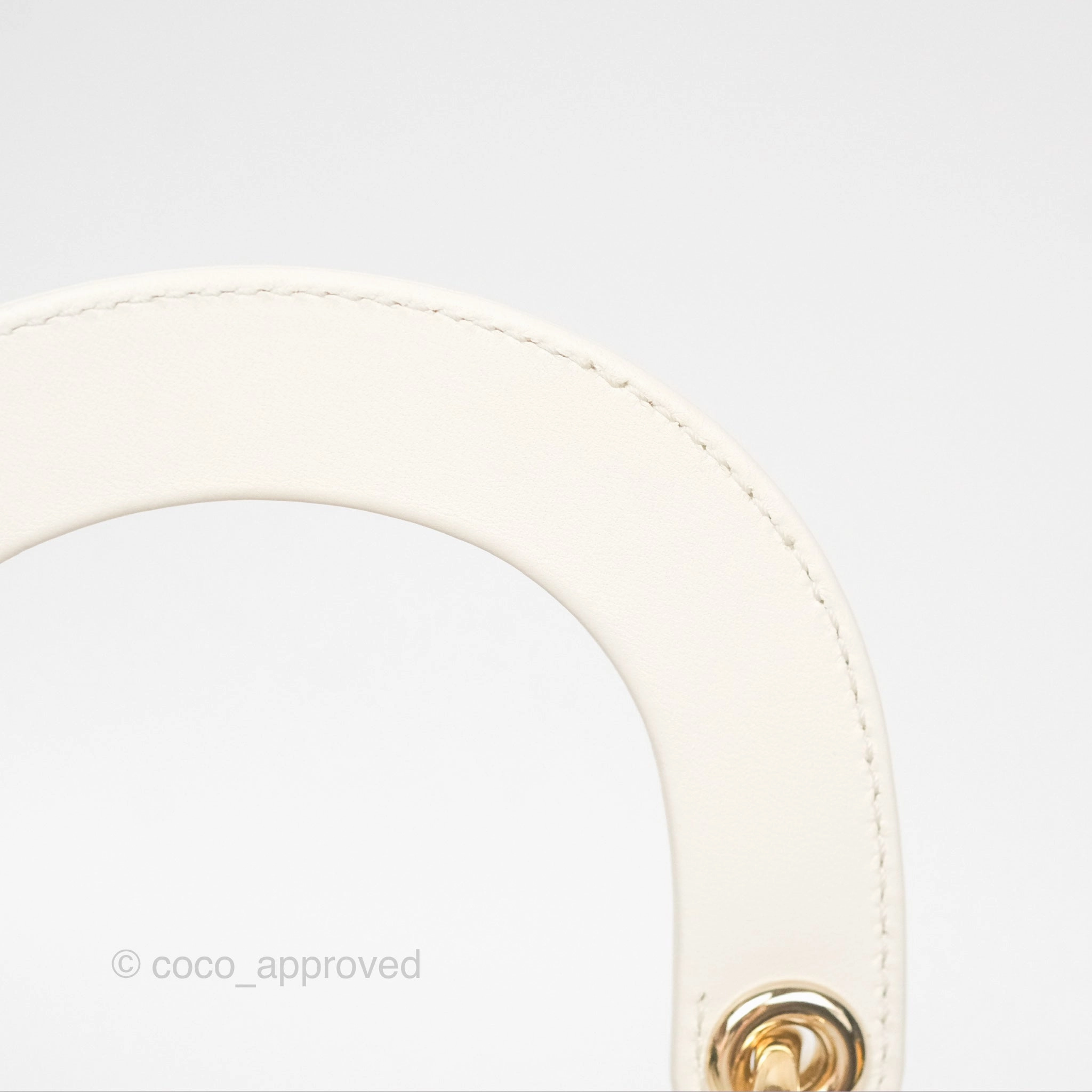 Christian Dior Cannage Mini Lady Dior White Gold Hardware