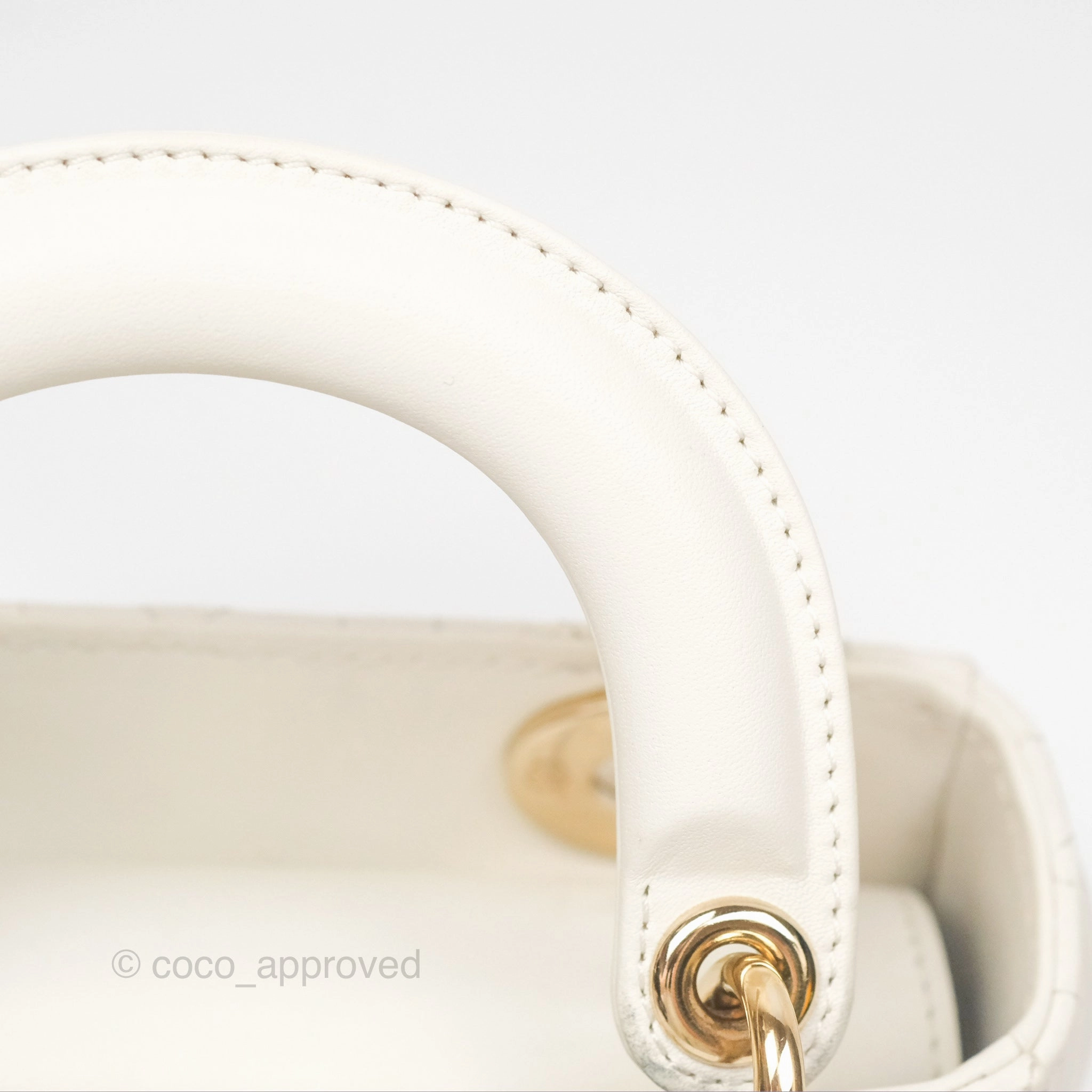 Christian Dior Cannage Mini Lady Dior White Gold Hardware