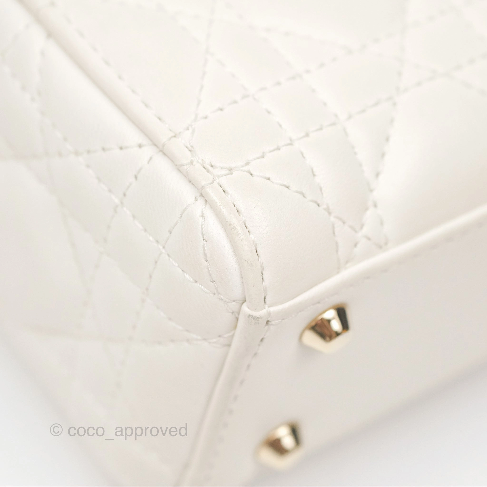 Christian Dior Cannage Mini Lady Dior White Gold Hardware