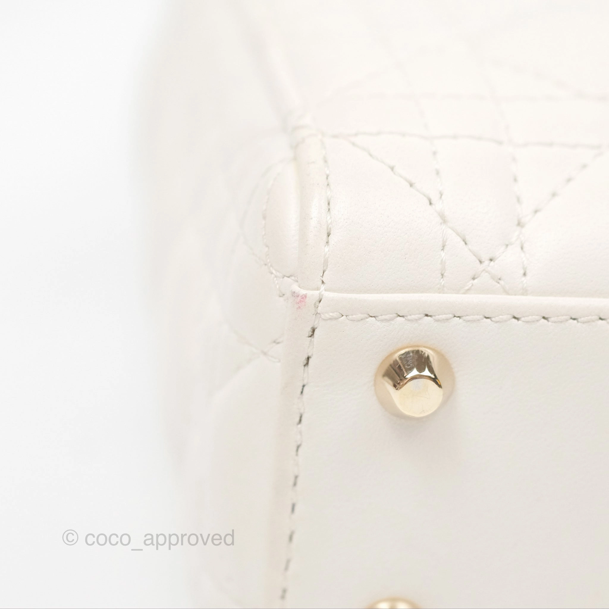 Christian Dior Cannage Mini Lady Dior White Gold Hardware