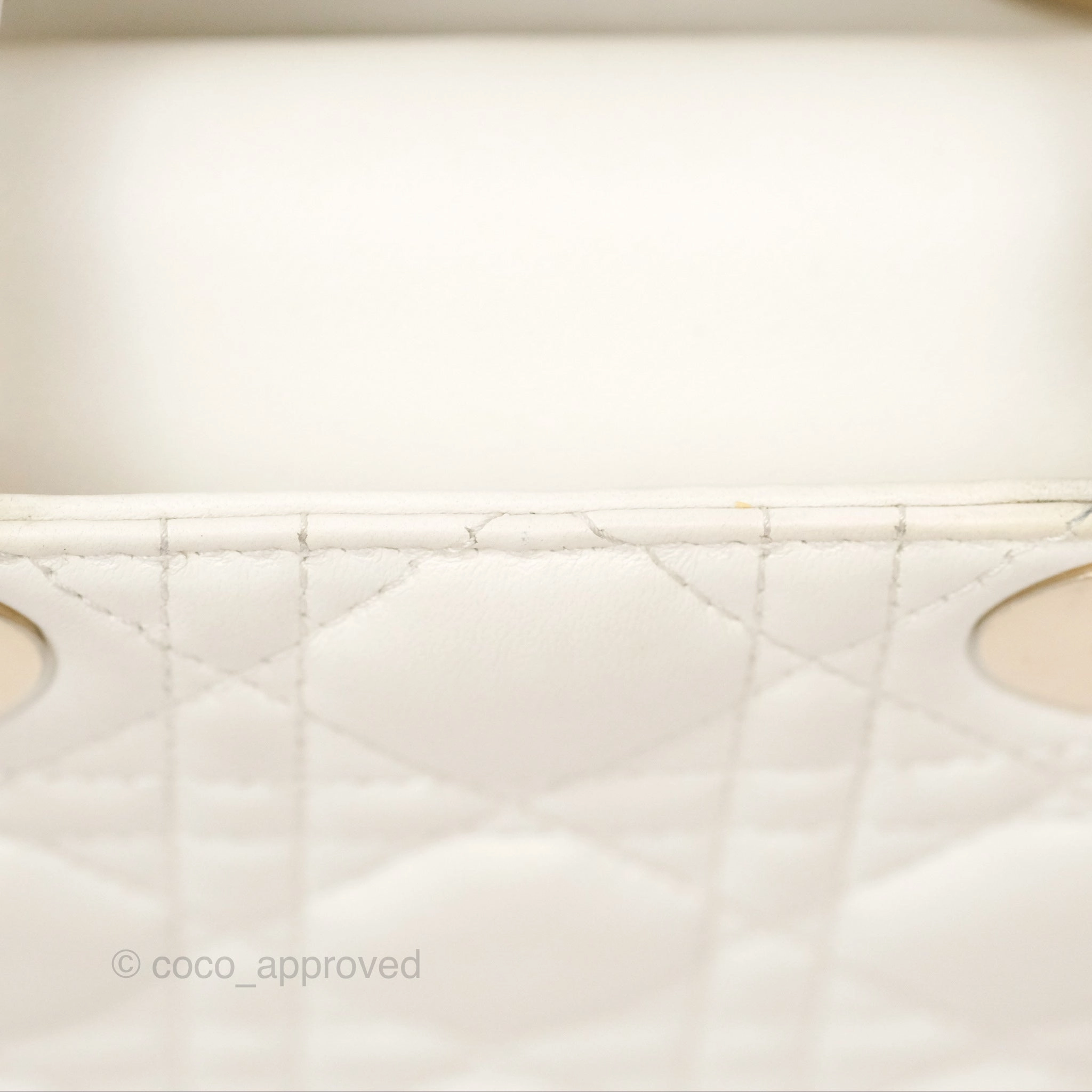 Christian Dior Cannage Mini Lady Dior White Gold Hardware