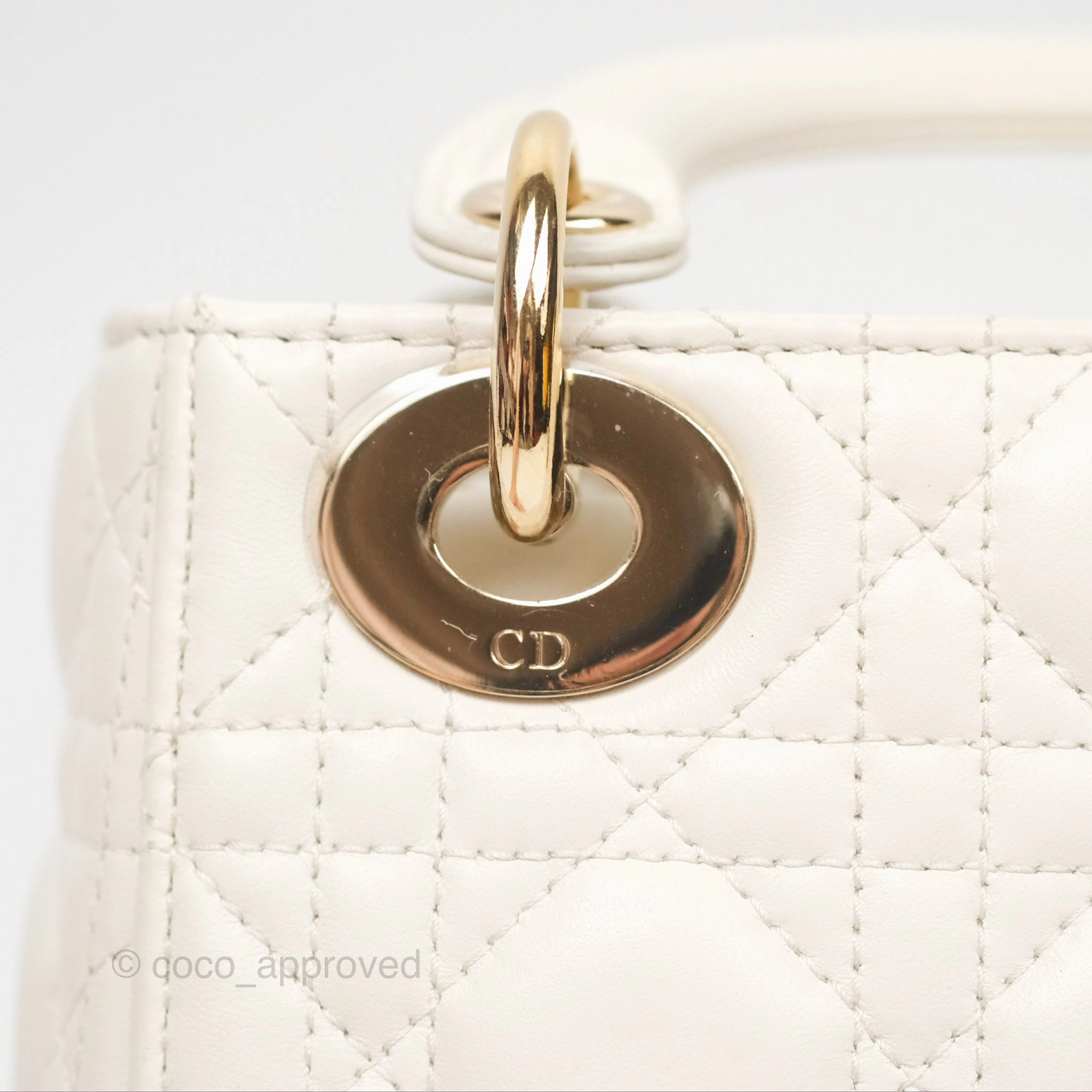 Christian Dior Cannage Mini Lady Dior White Gold Hardware