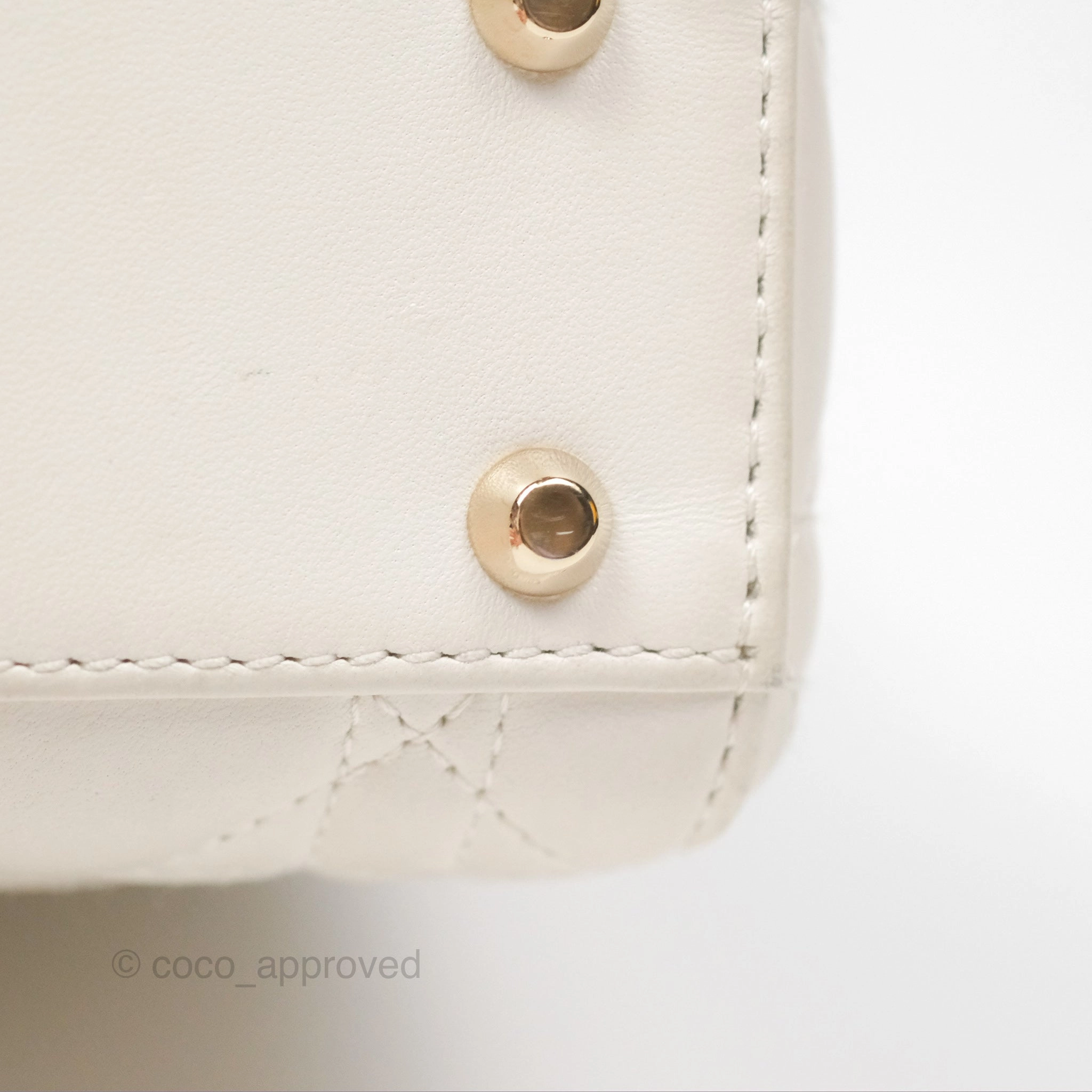 Christian Dior Cannage Mini Lady Dior White Gold Hardware