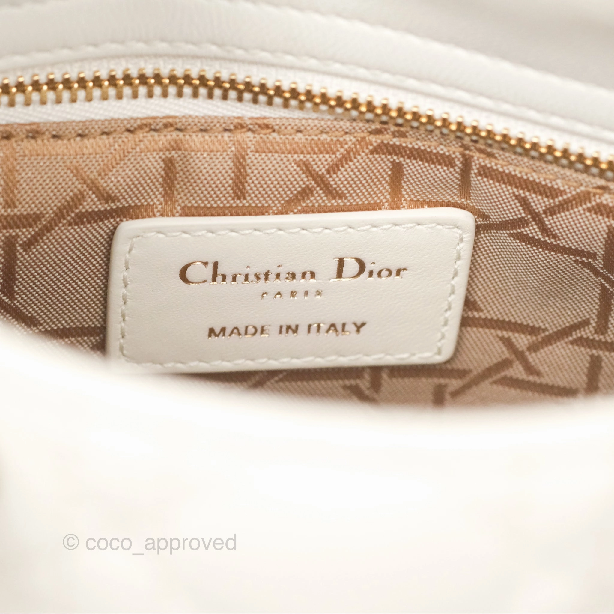 Christian Dior Cannage Mini Lady Dior White Gold Hardware