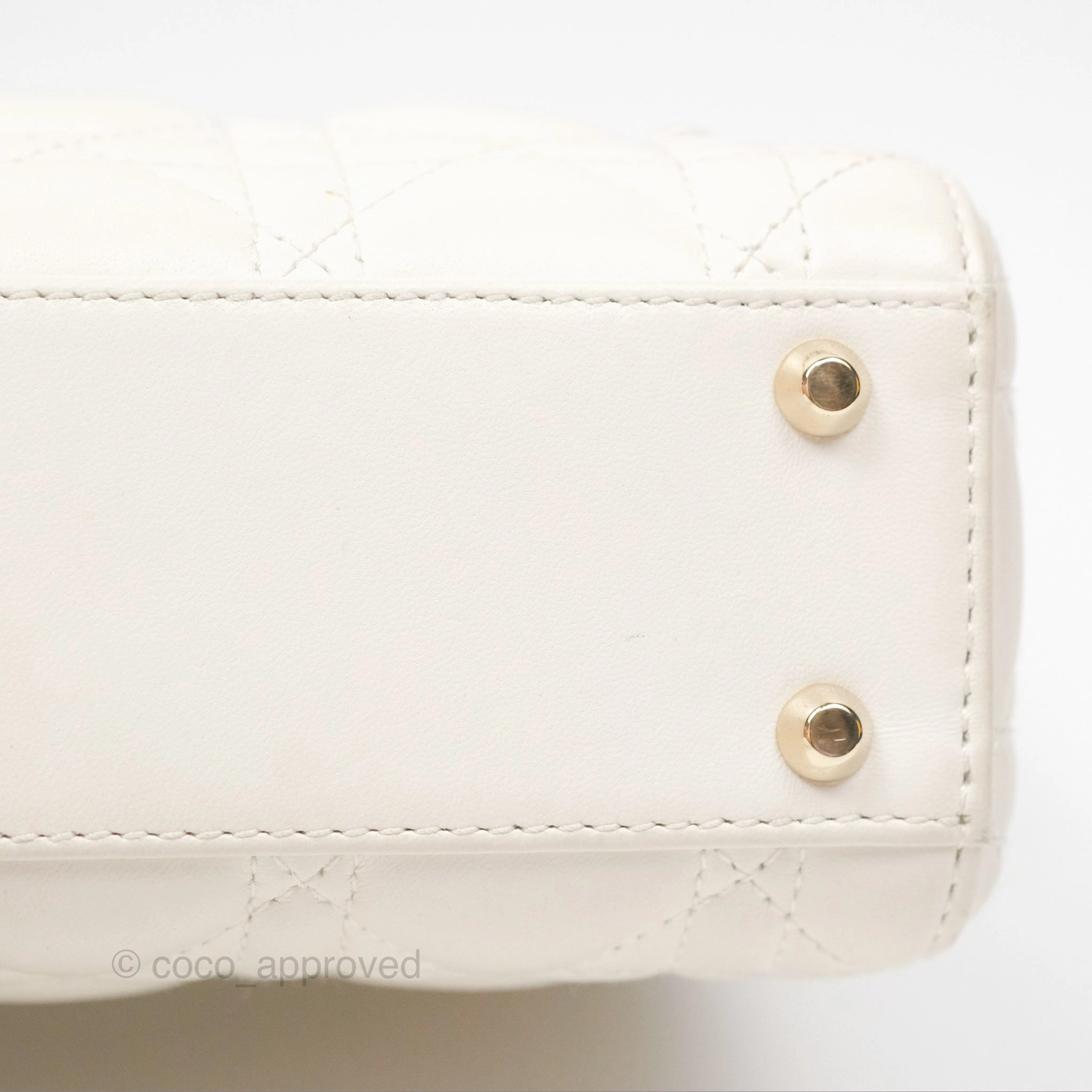 Christian Dior Cannage Mini Lady Dior White Gold Hardware