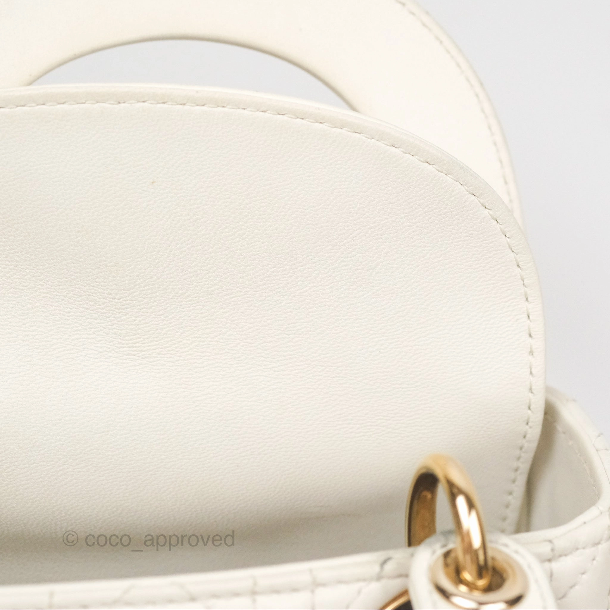 Christian Dior Cannage Mini Lady Dior White Gold Hardware