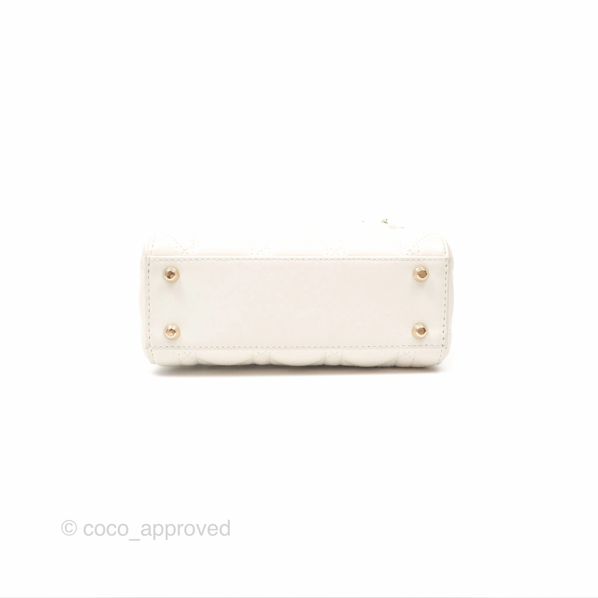 Christian Dior Cannage Mini Lady Dior White Gold Hardware