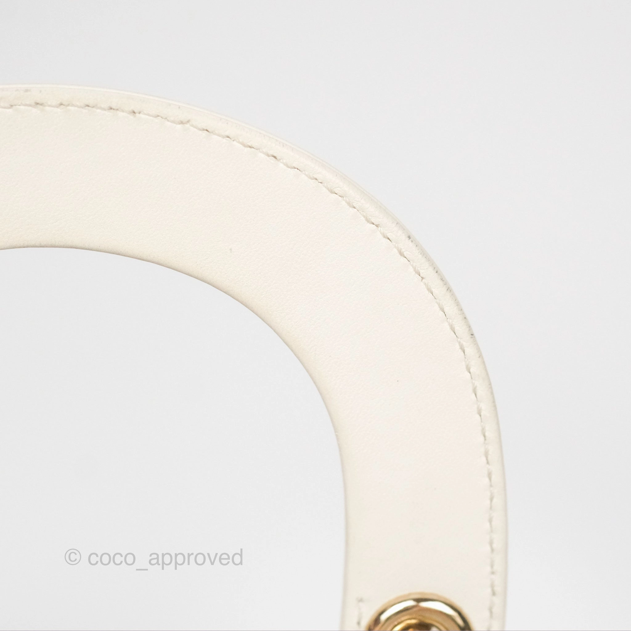 Christian Dior Cannage Mini Lady Dior White Gold Hardware