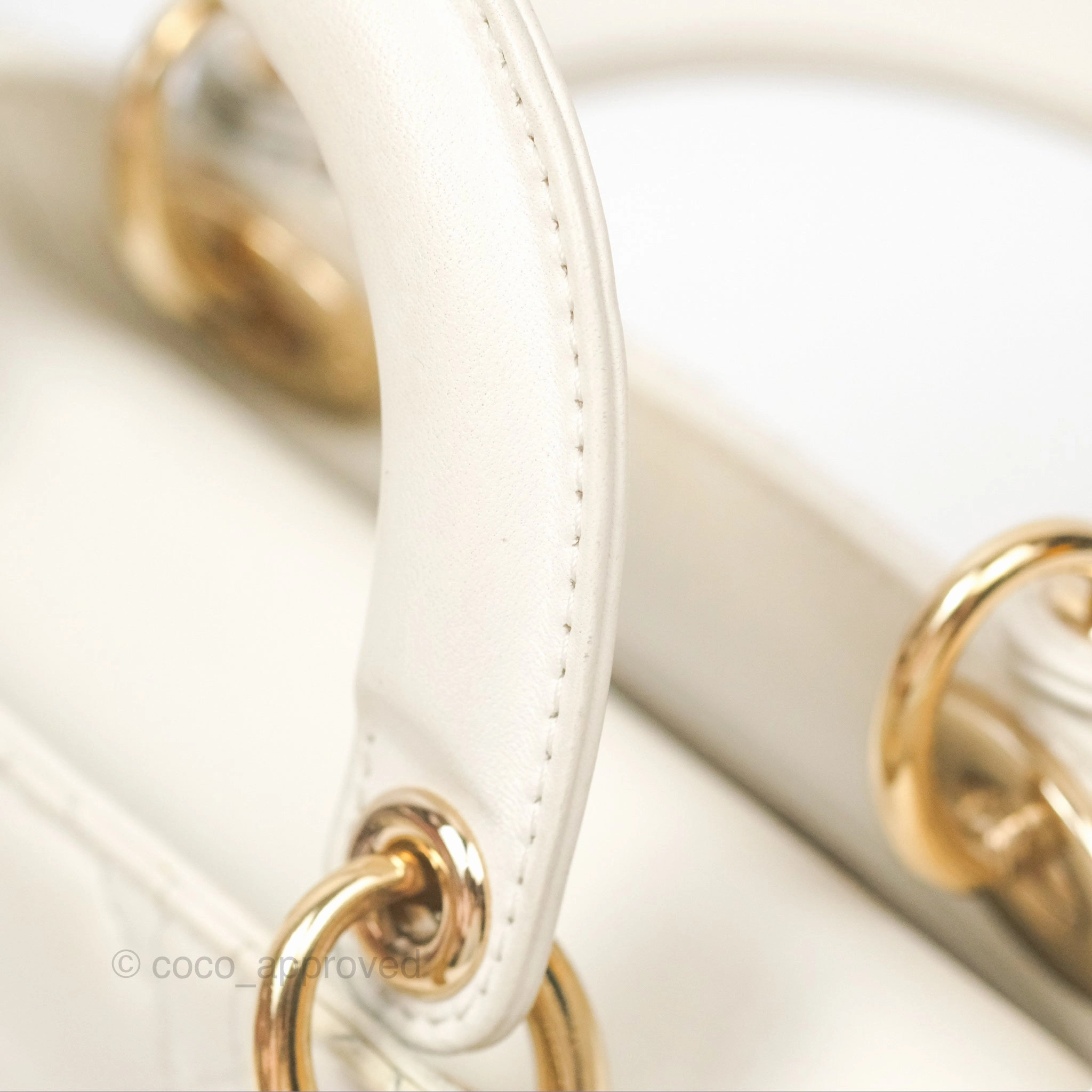 Christian Dior Cannage Mini Lady Dior White Gold Hardware