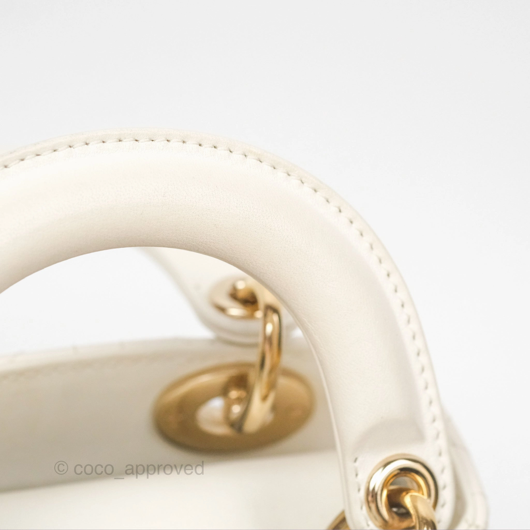 Christian Dior Cannage Mini Lady Dior White Gold Hardware