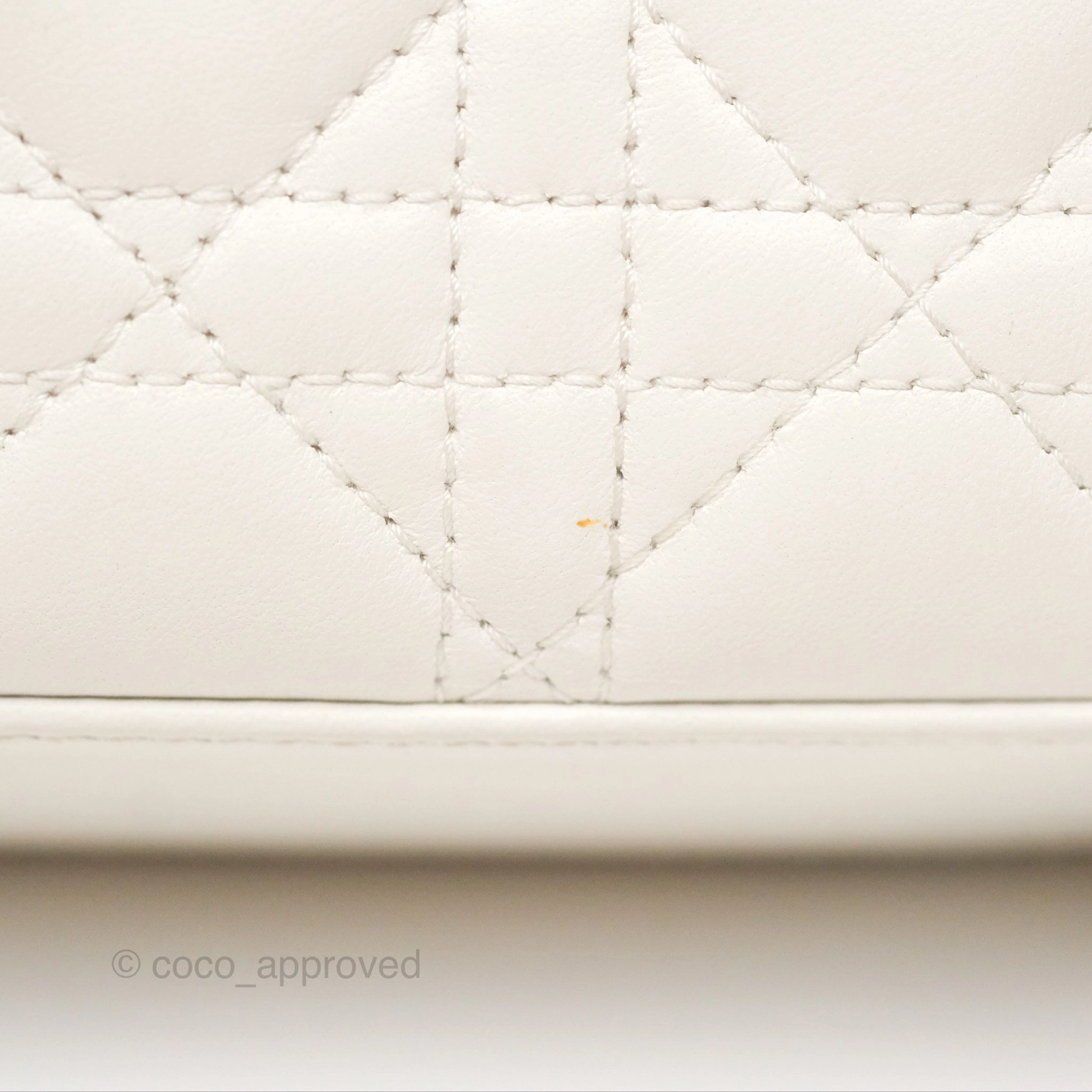 Christian Dior Cannage Mini Lady Dior White Gold Hardware