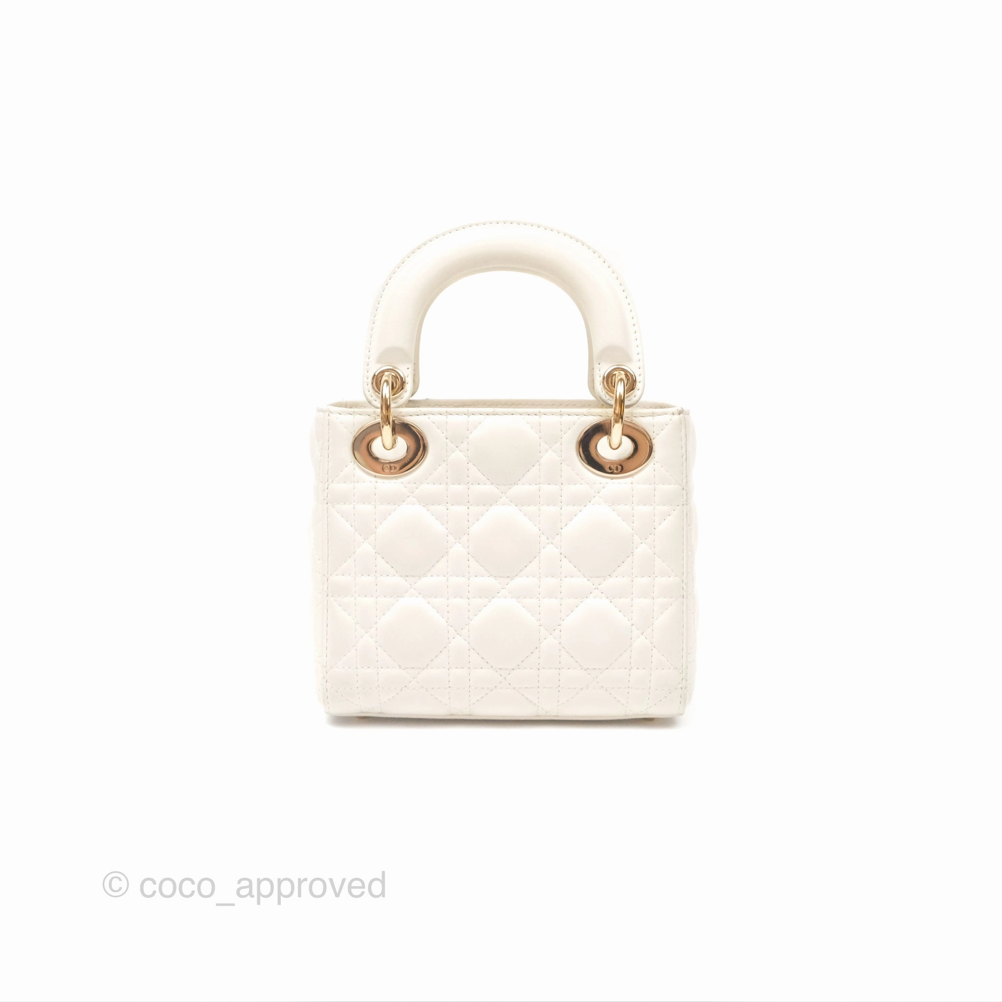 Christian Dior Cannage Mini Lady Dior White Gold Hardware
