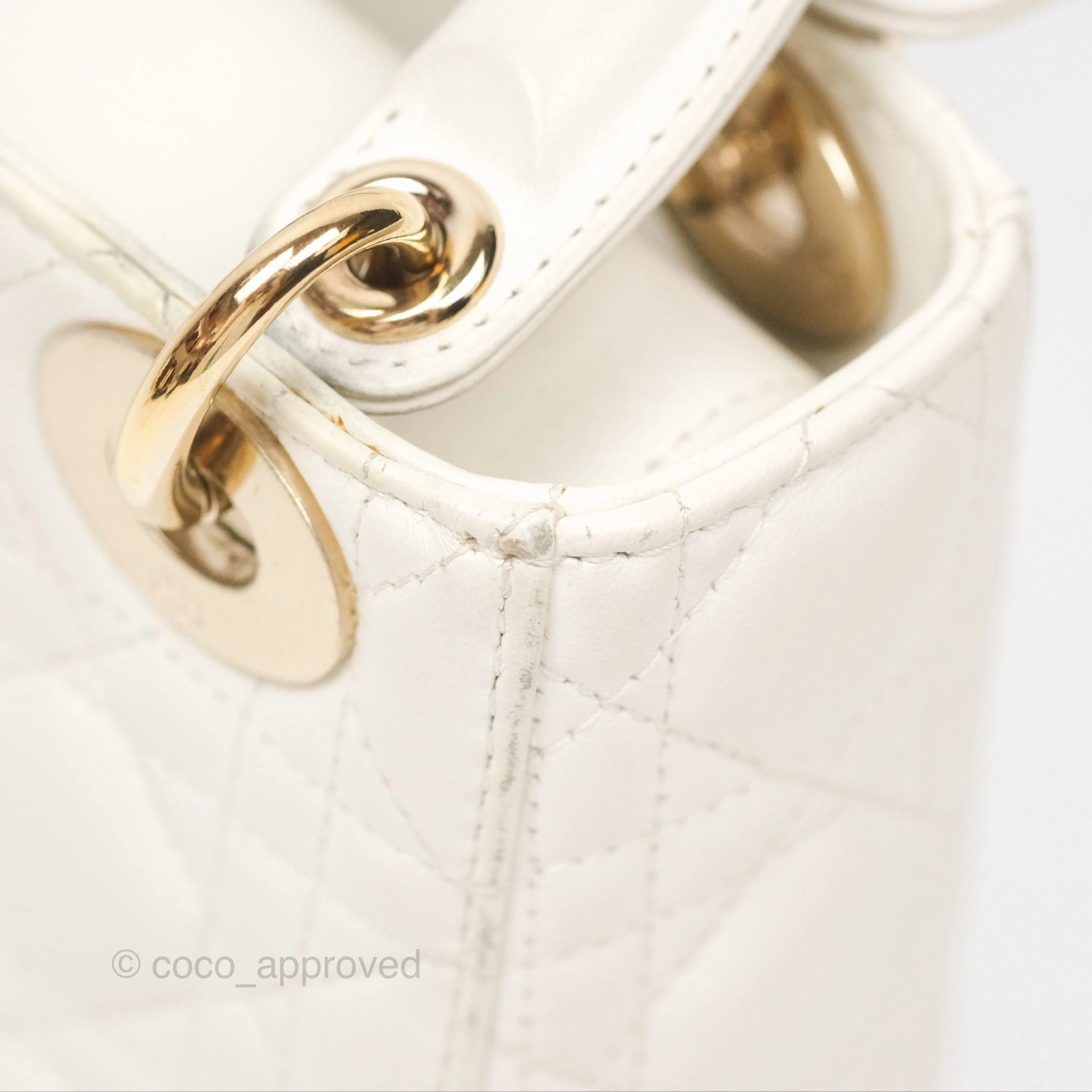 Christian Dior Cannage Mini Lady Dior White Gold Hardware