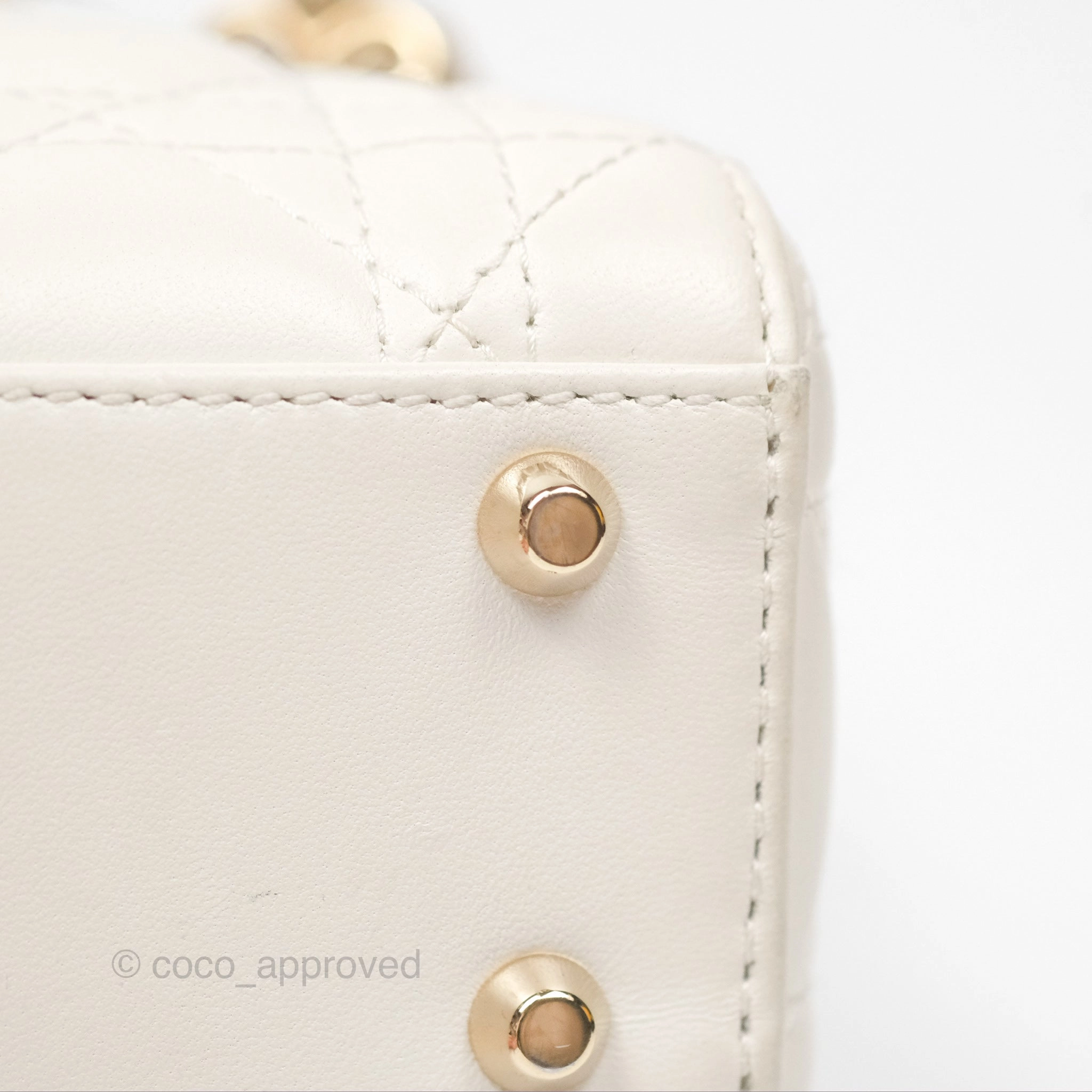 Christian Dior Cannage Mini Lady Dior White Gold Hardware