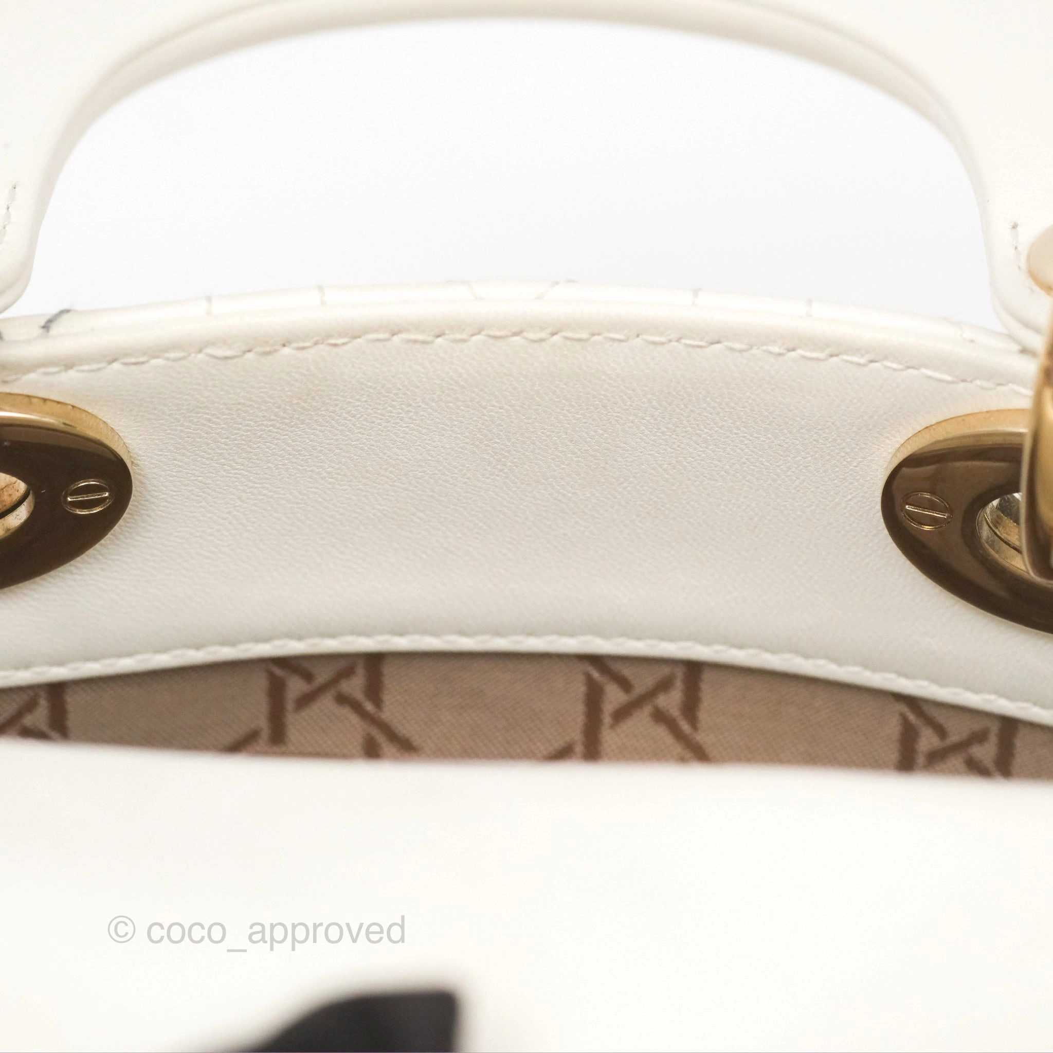 Christian Dior Cannage Mini Lady Dior White Gold Hardware