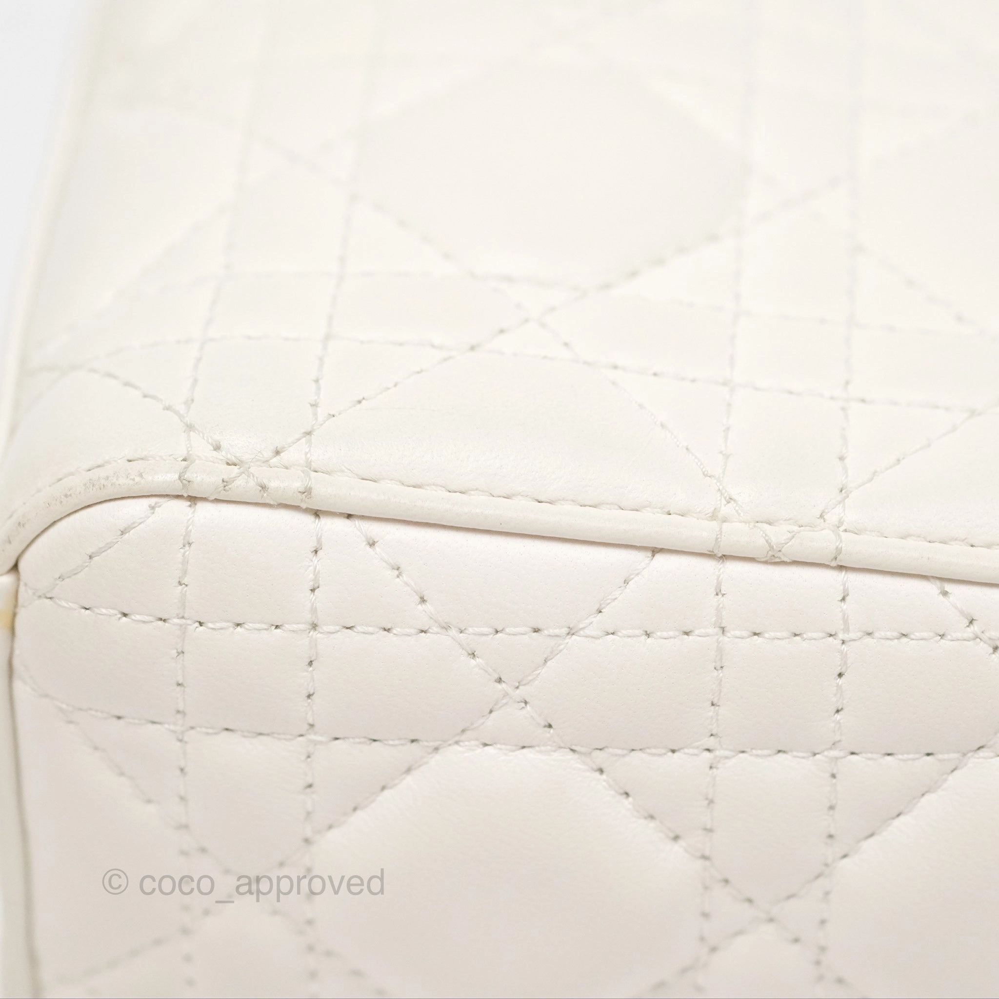 Christian Dior Cannage Mini Lady Dior White Gold Hardware