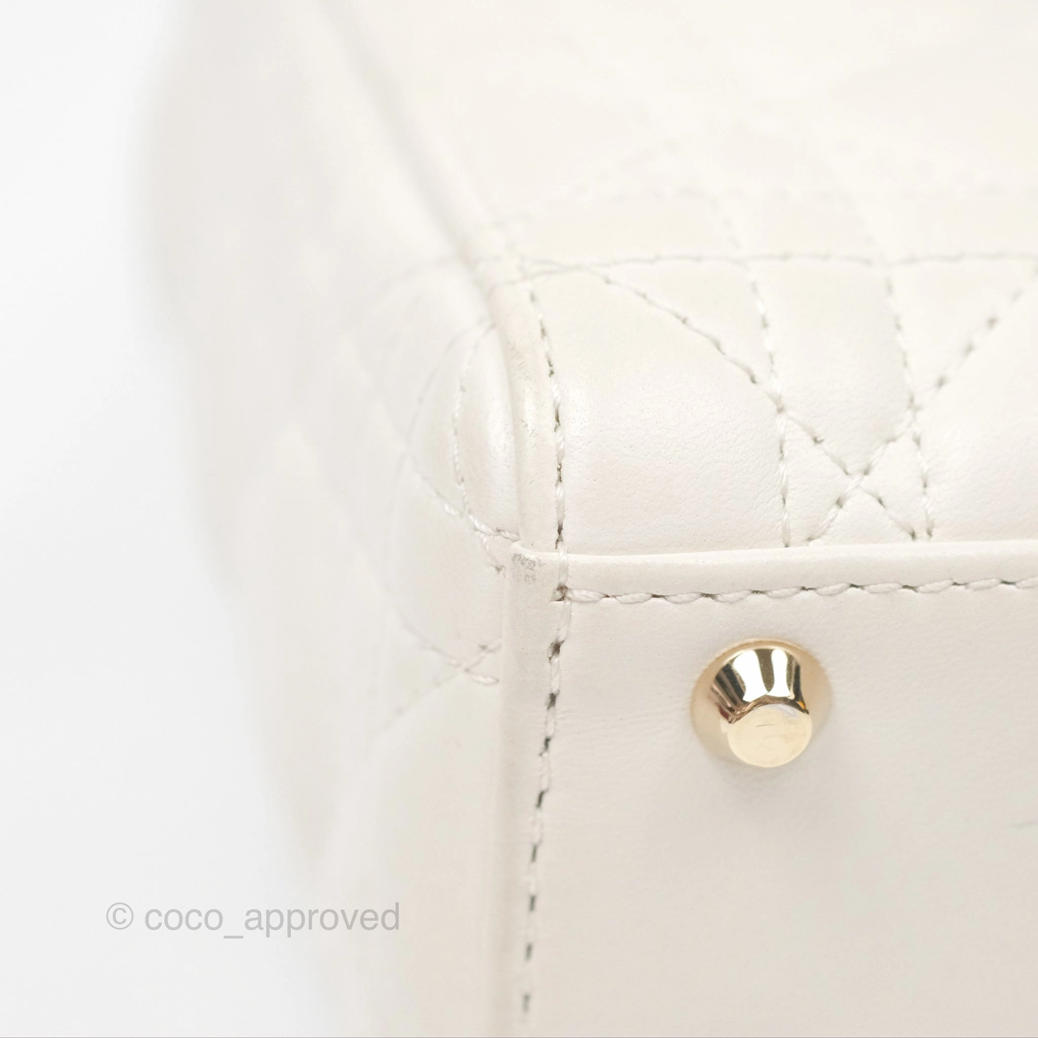 Christian Dior Cannage Mini Lady Dior White Gold Hardware