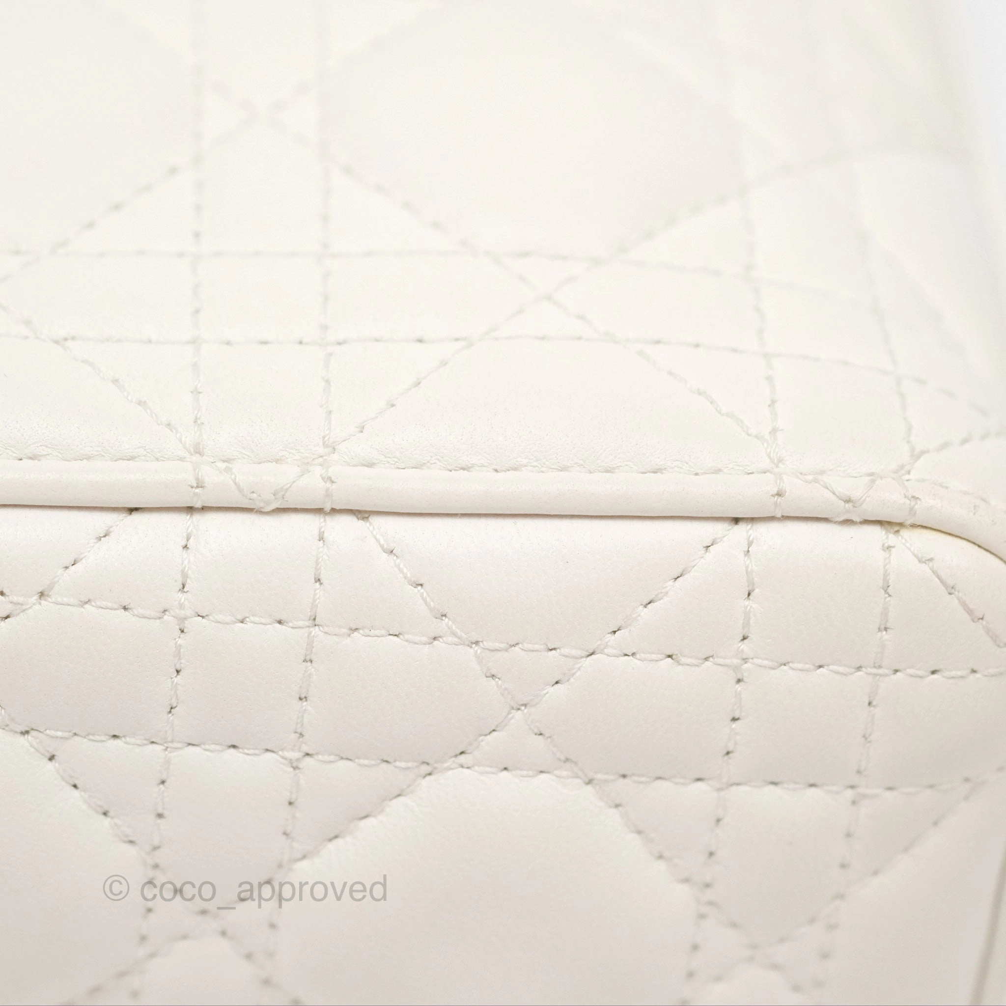 Christian Dior Cannage Mini Lady Dior White Gold Hardware