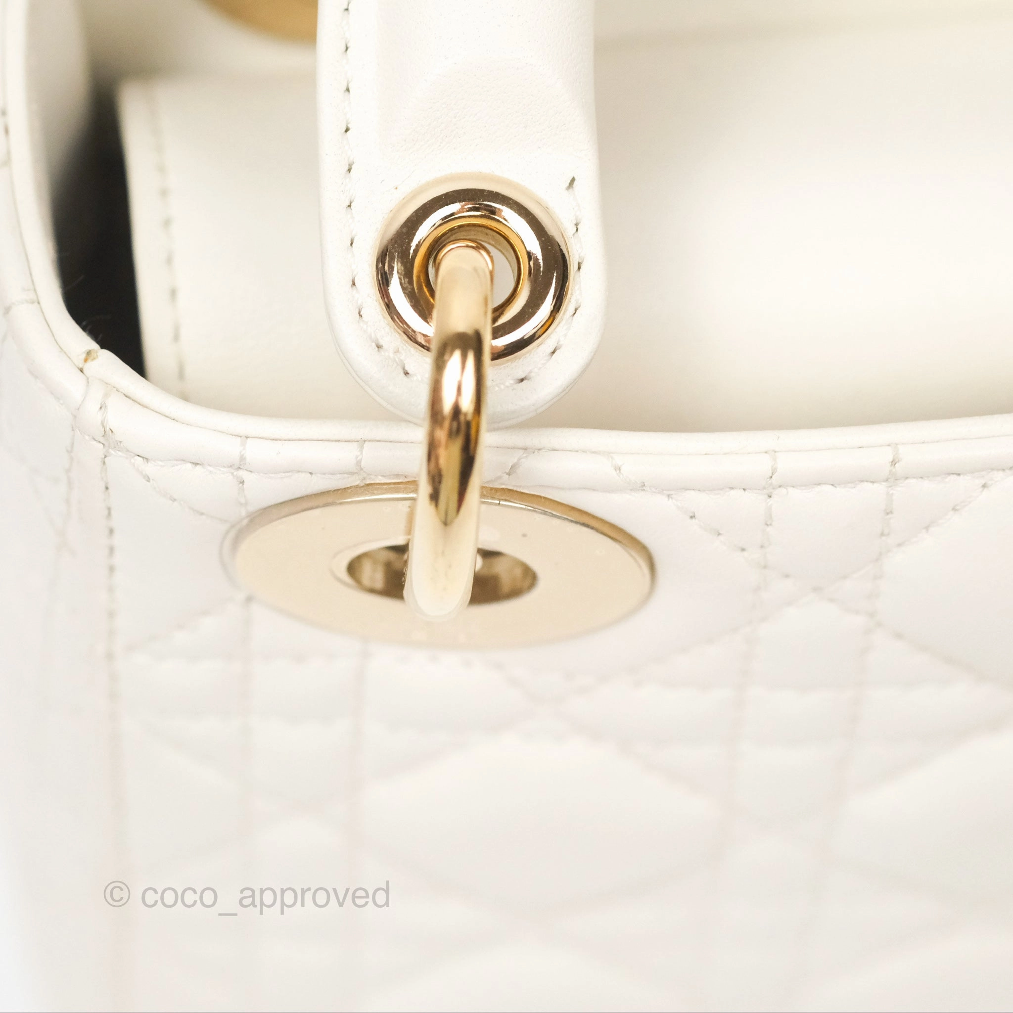 Christian Dior Cannage Mini Lady Dior White Gold Hardware
